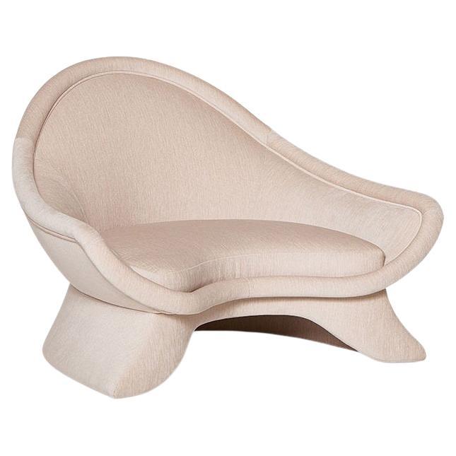 Meditation Armchair Offered in Pure White Chenille For Sale