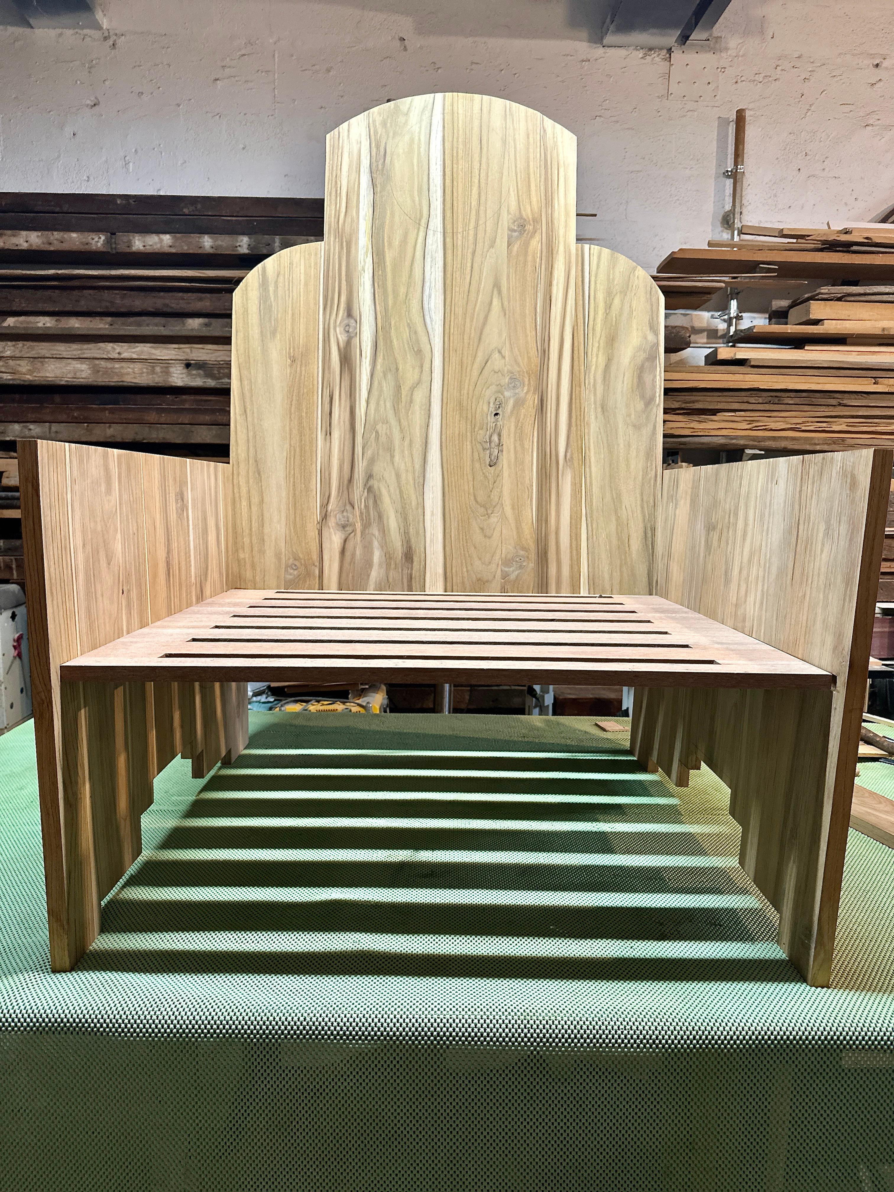Meditation Chair, Solid Teak, Designed and Handcrafted by Rafael Calvo For Sale 3