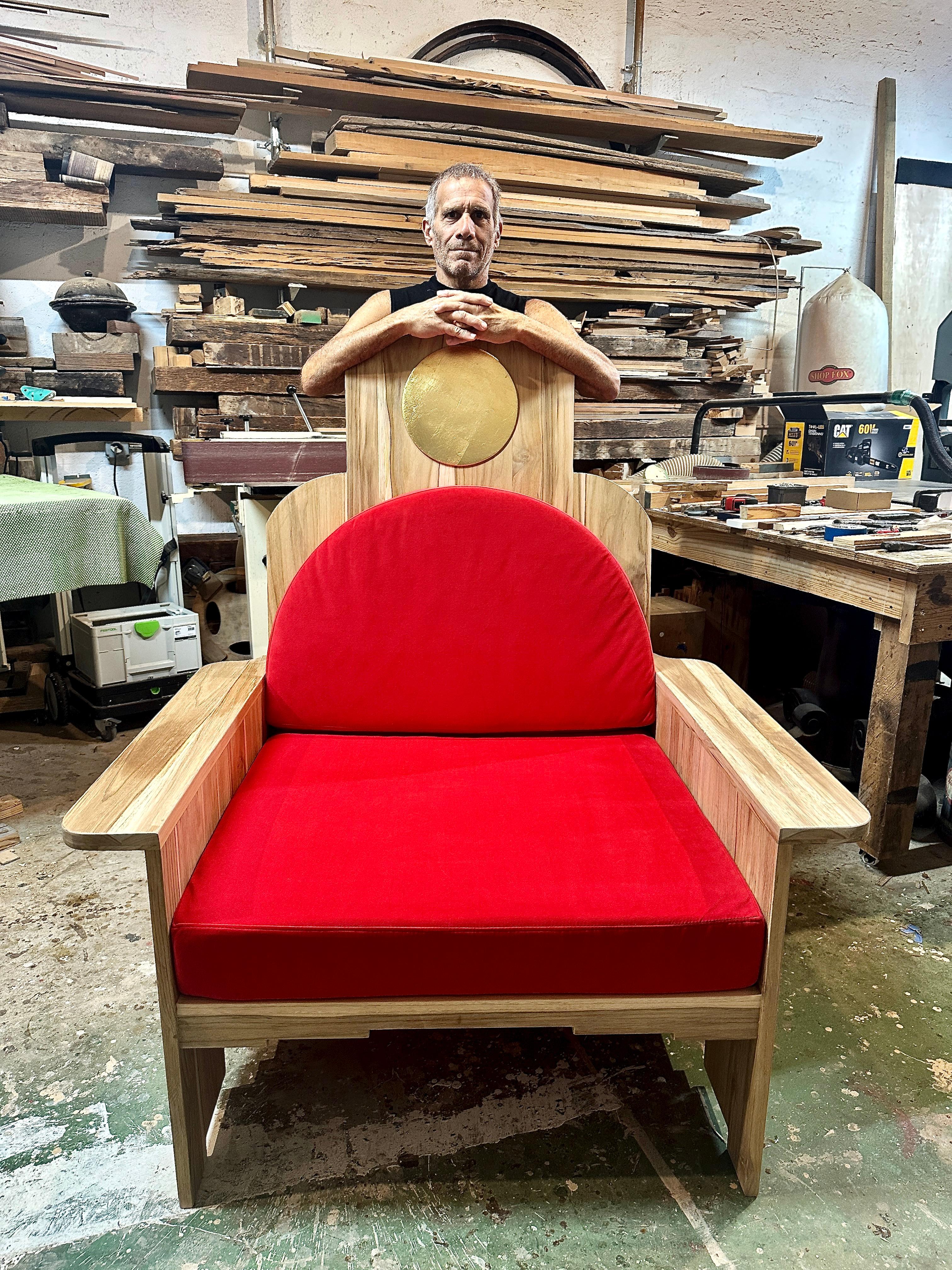 Meditation Chair, Solid Teak, Designed and Handcrafted by Rafael Calvo For Sale 1