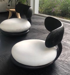 Chaise de méditation en Wood Wood foncé, assise basse avec coussin par CEU Studio Intérieur - Extérieur