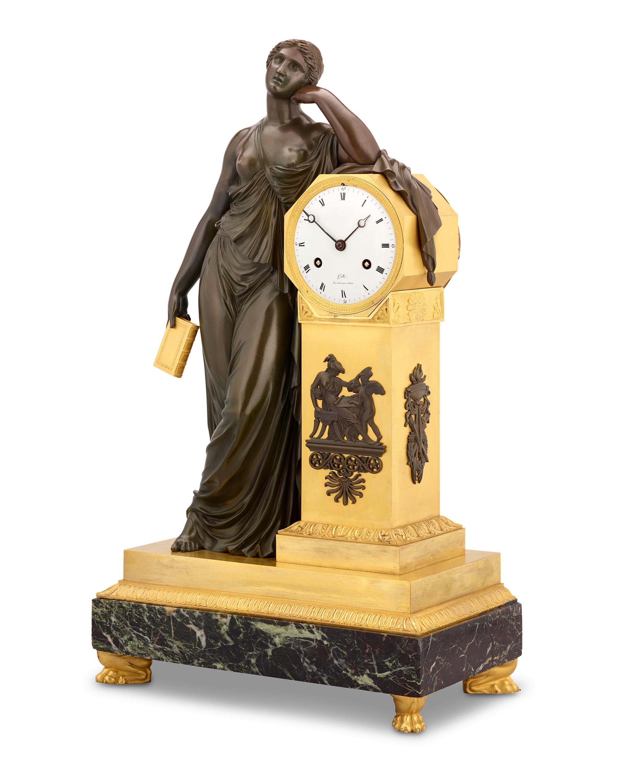 Meditationsuhr im französischen Empire-Stil von Claude Galle im Angebot 1