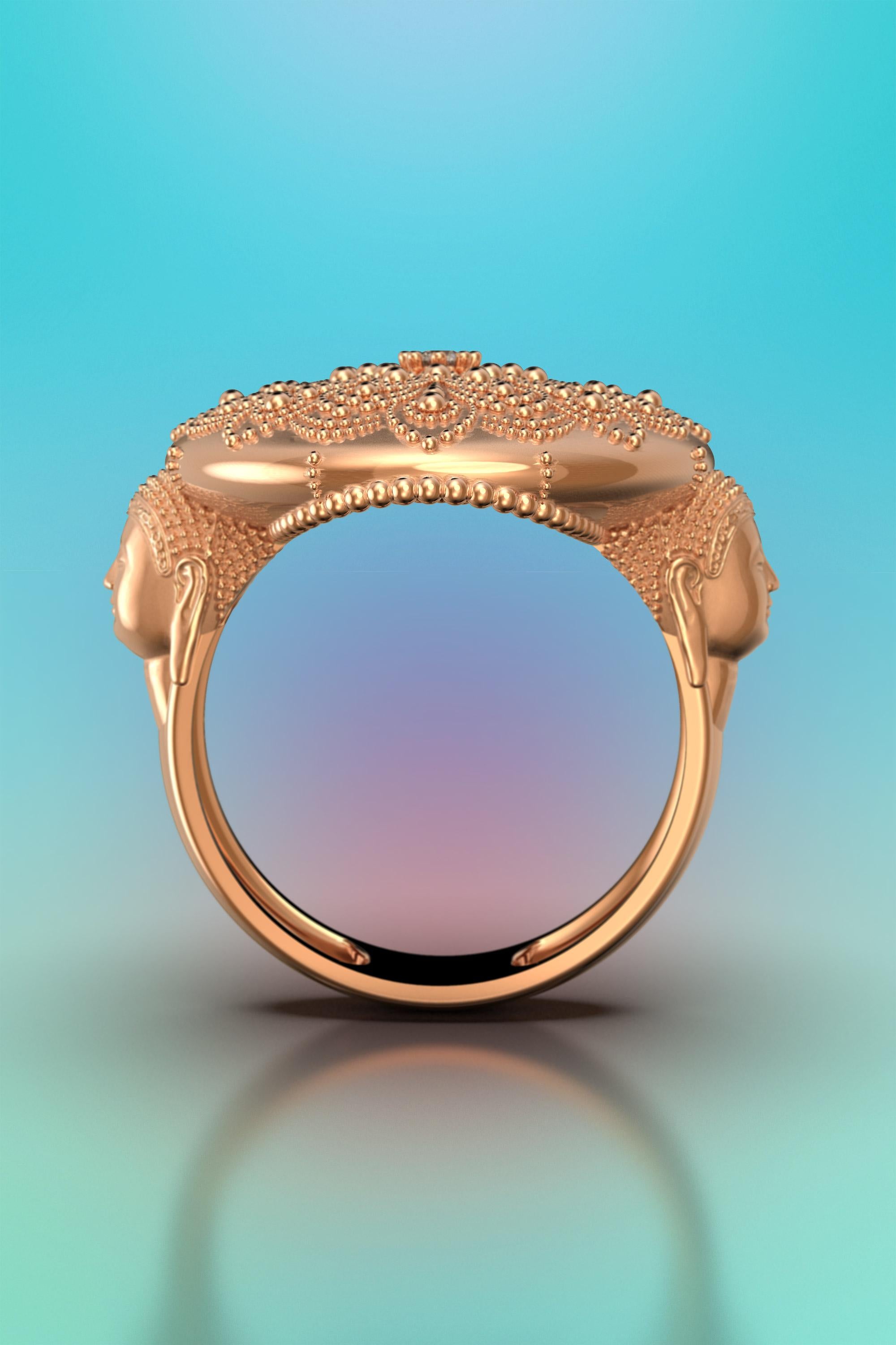 For Sale:  Meditation Gold Jewelry, Mandala 14k Gold Ring made in Italy, Buddha Gold Ring 9