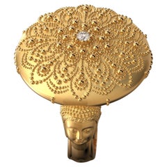 Meditation Gold Jewelry, Mandala 14k Gold Ring made in Italy, Buddha Gold Ring