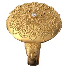 Bijoux de méditation Mandala en or 14 carats fabriqués en Italie, bague Bouddha en or