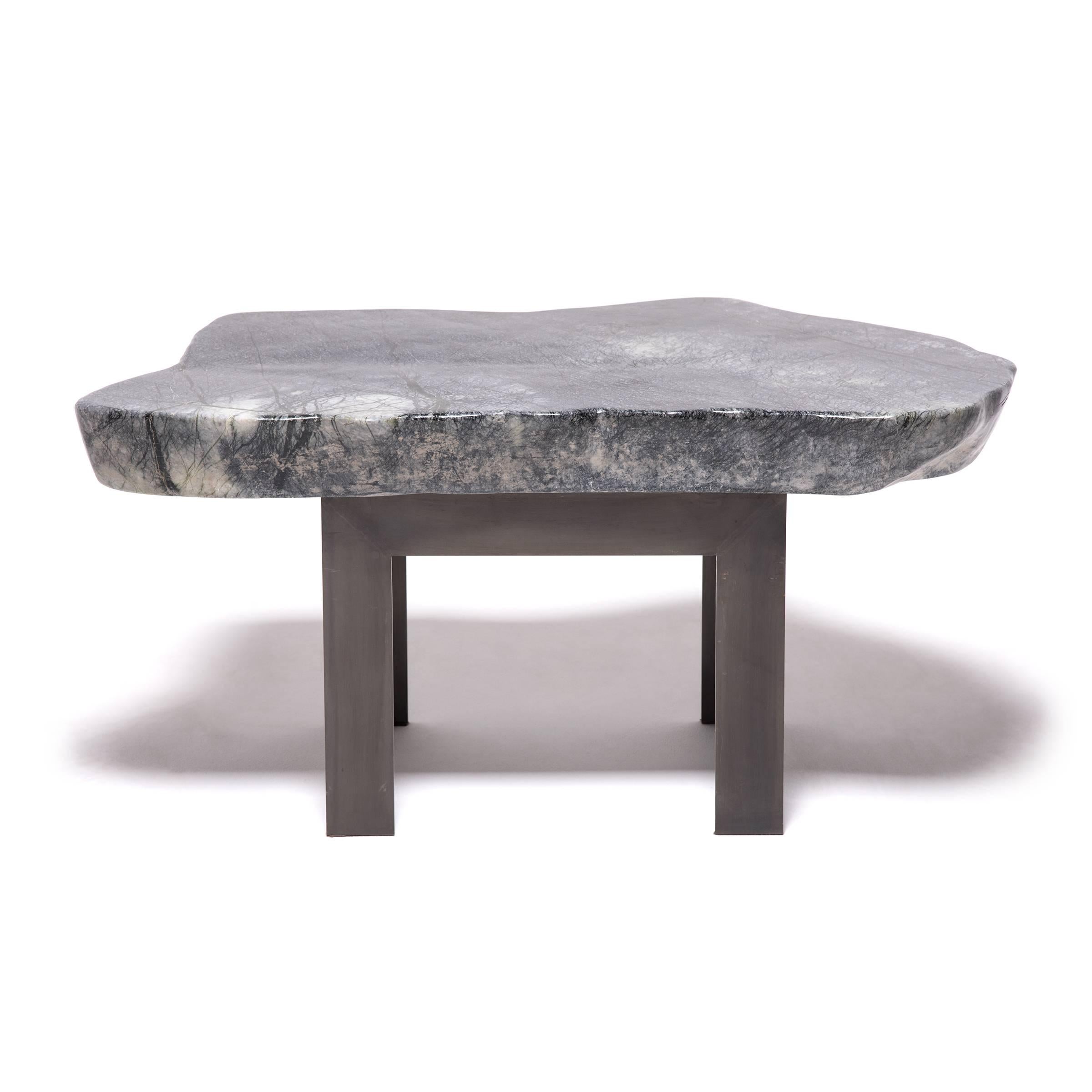 Steel Chinese Meditation Stone Top Table