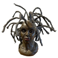 Meditative Woman Bust with Dreadlocks