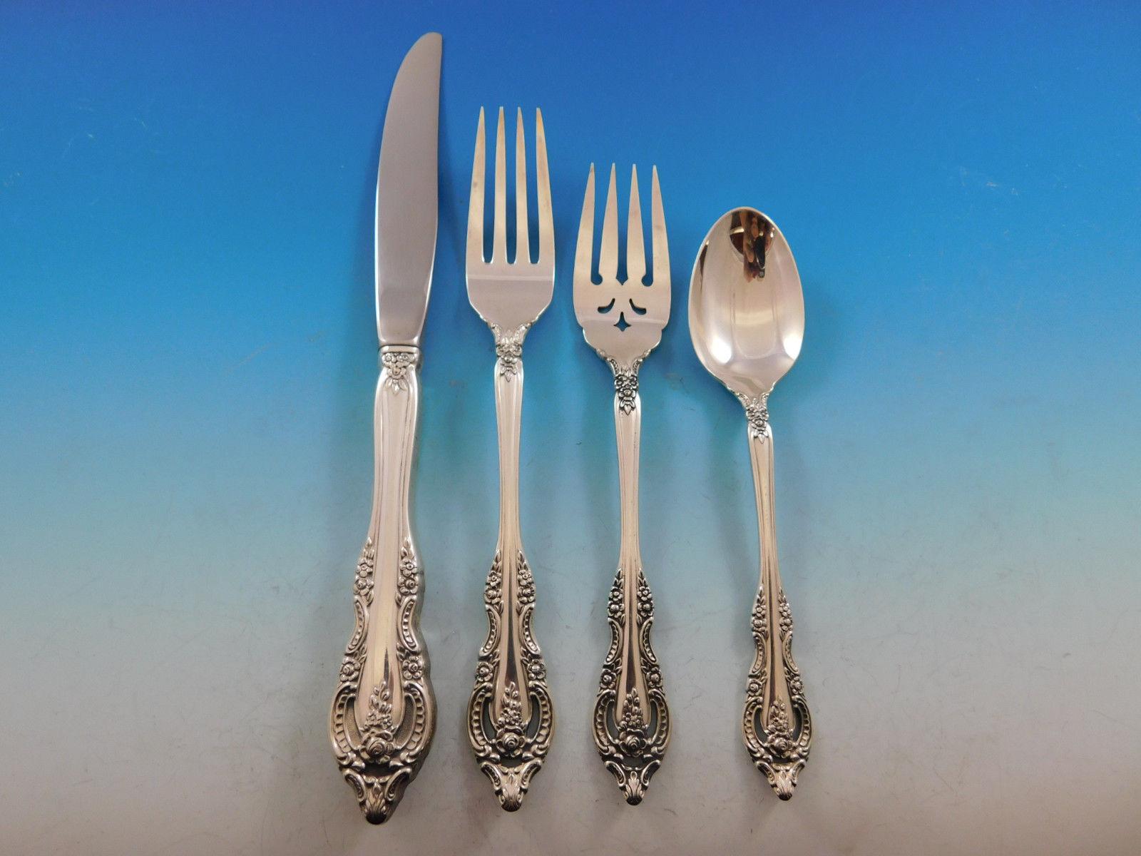 Mediterranea by Oneida Sterling Silver Flatware Service for Eight Set 54 Pieces In Excellent Condition For Sale In Big Bend, WI