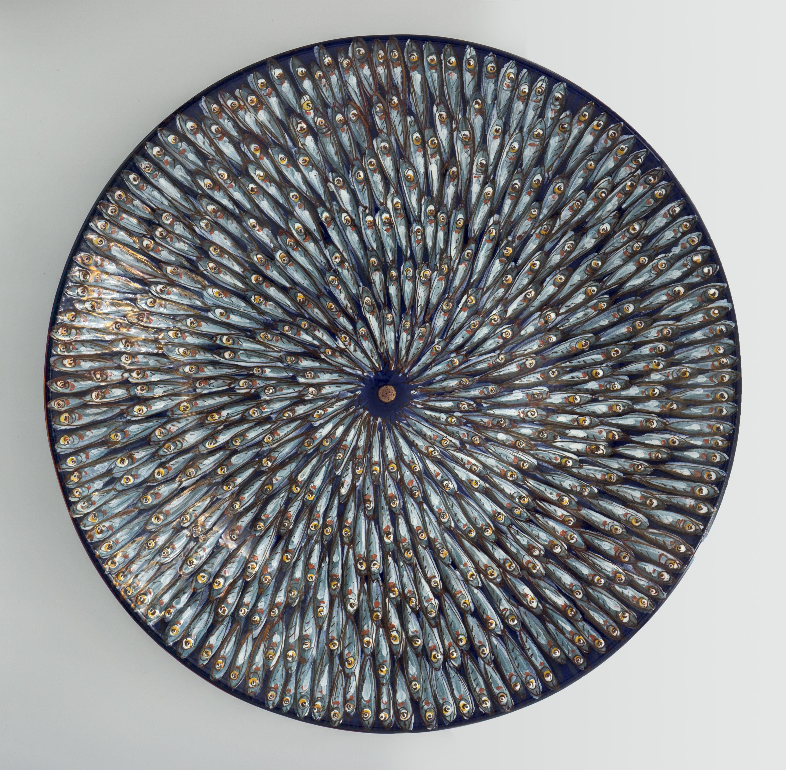 Bottega Vignoli, Mediterranea large plate, 2020, full-fire reduction faience earthenware
55cm diameter, hand painted unique piece.

Perfect décor for the wall or simply placed at the centre of a table, this stunning design will have a treasured