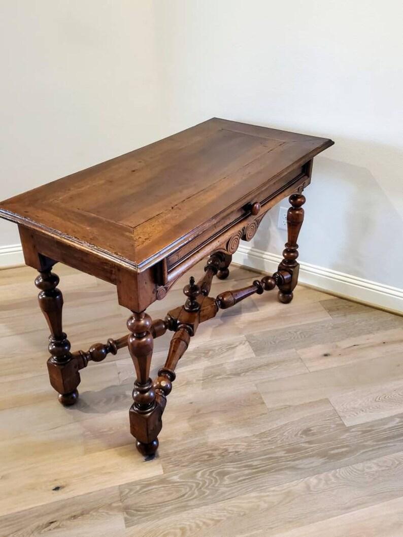 Rustic 18th/19th C. Mediterranean Provincial Louis XIII Carved Walnut Table In Good Condition For Sale In Forney, TX