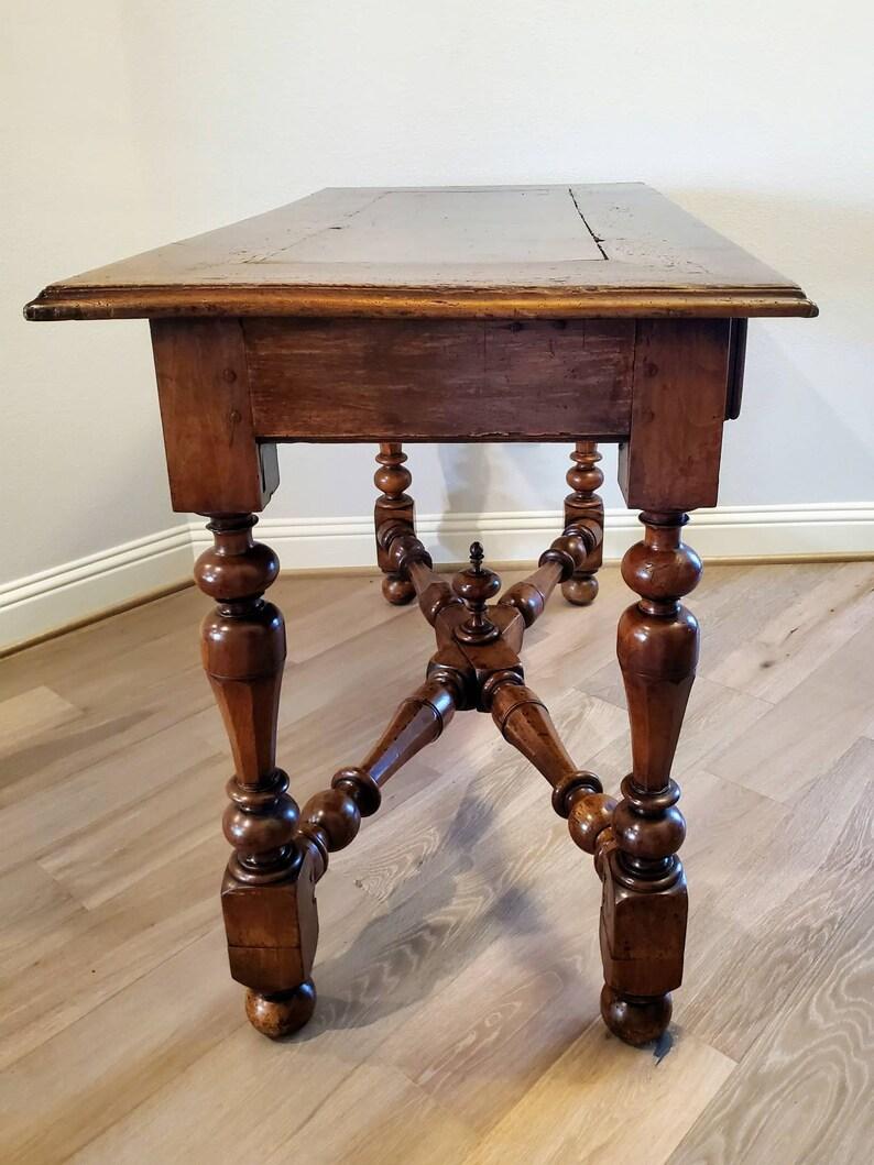Rustic 18th/19th C. Mediterranean Provincial Louis XIII Carved Walnut Table For Sale 3