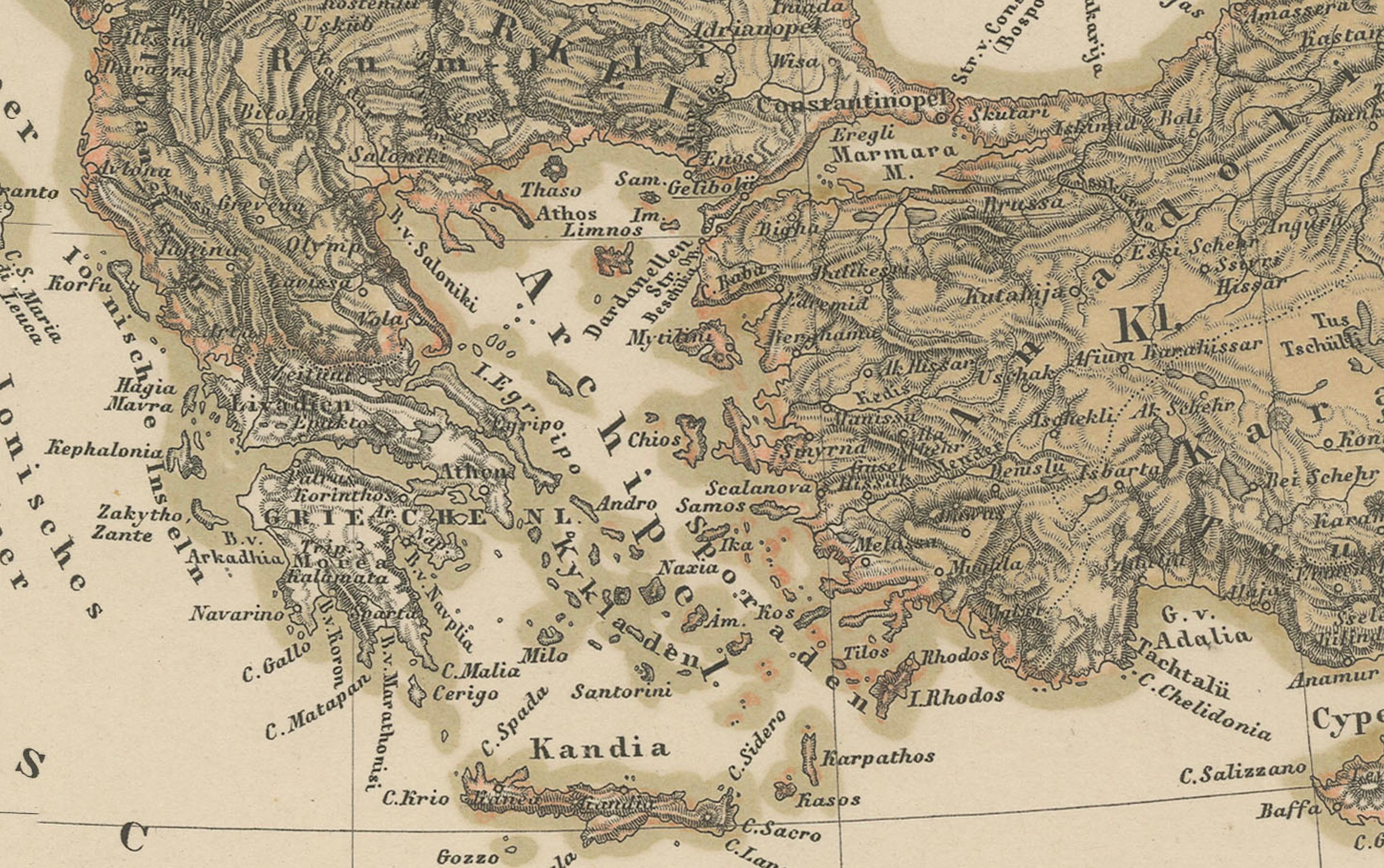 Carte de la Méditerranée, de la mer Noire et de l'Empire ottoman 1853 en vente 3