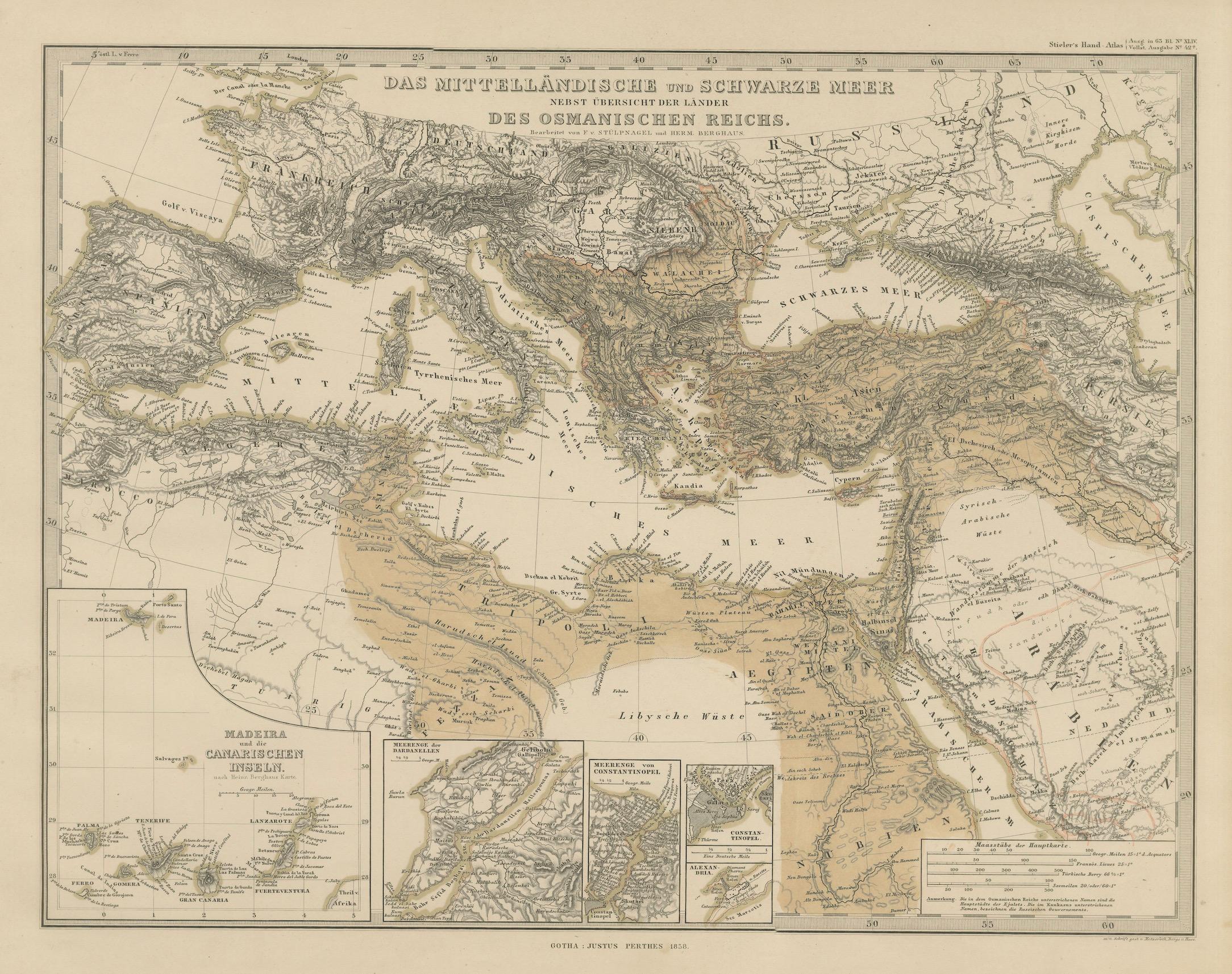 Carte de la Méditerranée, de la mer Noire et de l'Empire ottoman 1853 en vente 4