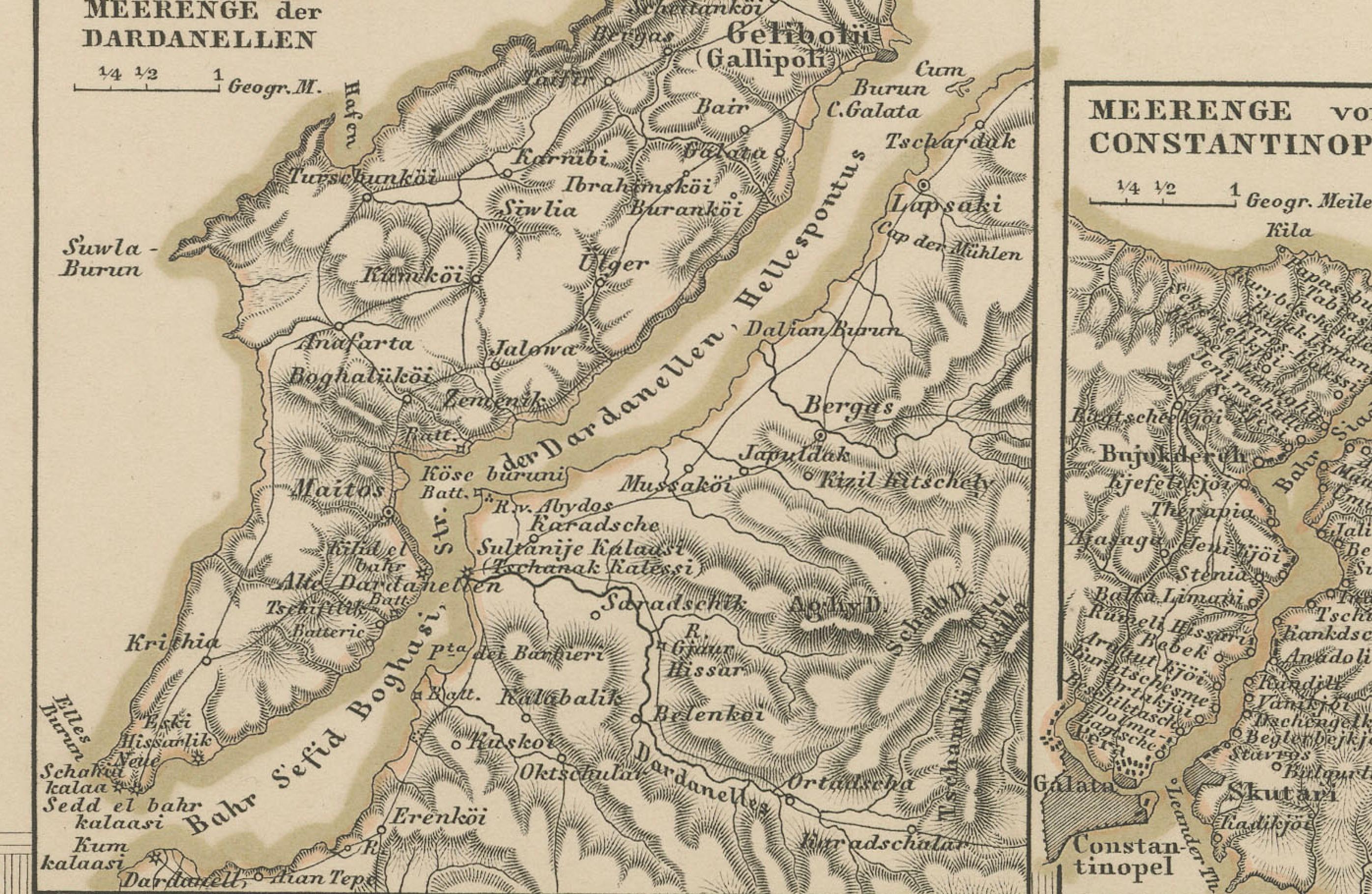 Carte de la Méditerranée, de la mer Noire et de l'Empire ottoman 1853 Bon état - En vente à Langweer, NL