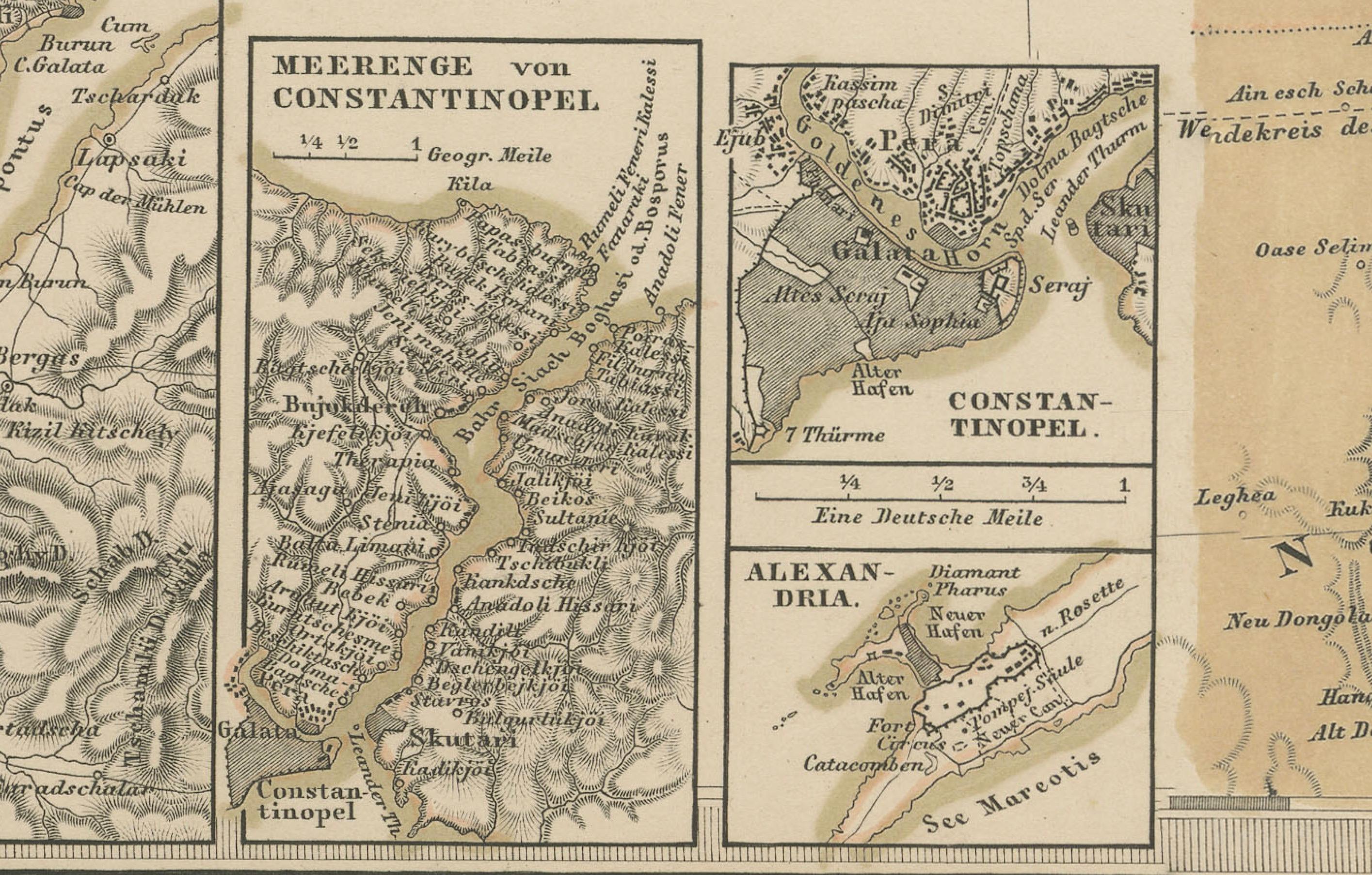 XIXe siècle Carte de la Méditerranée, de la mer Noire et de l'Empire ottoman 1853 en vente