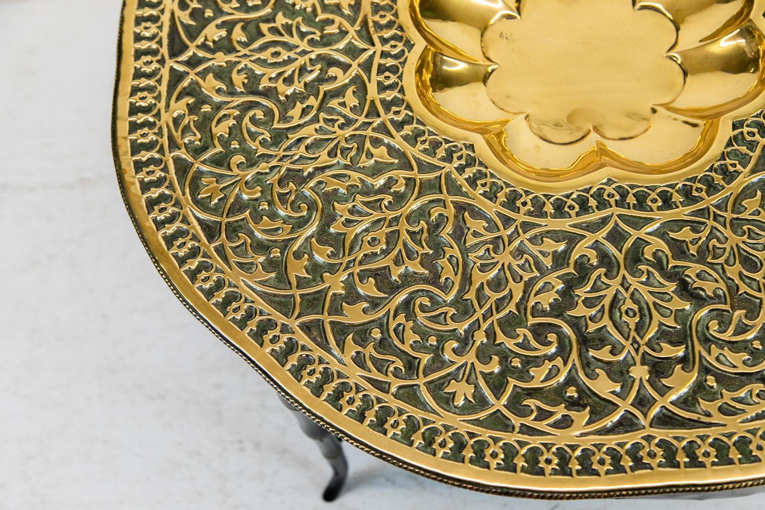 Egyptian Mediterranean Brass Tray Table