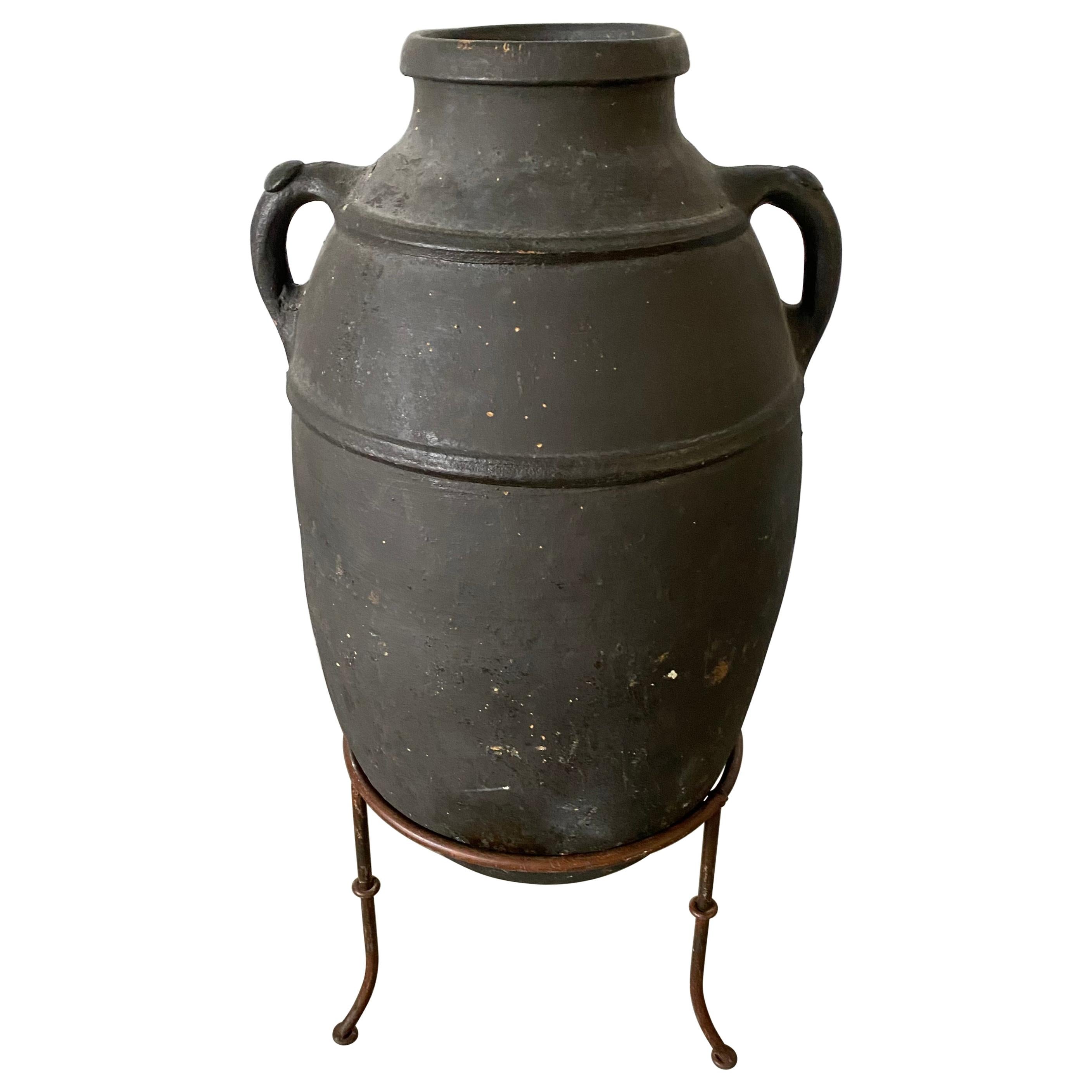 Mediterranean Ceramic Olive Oil Storage Jar