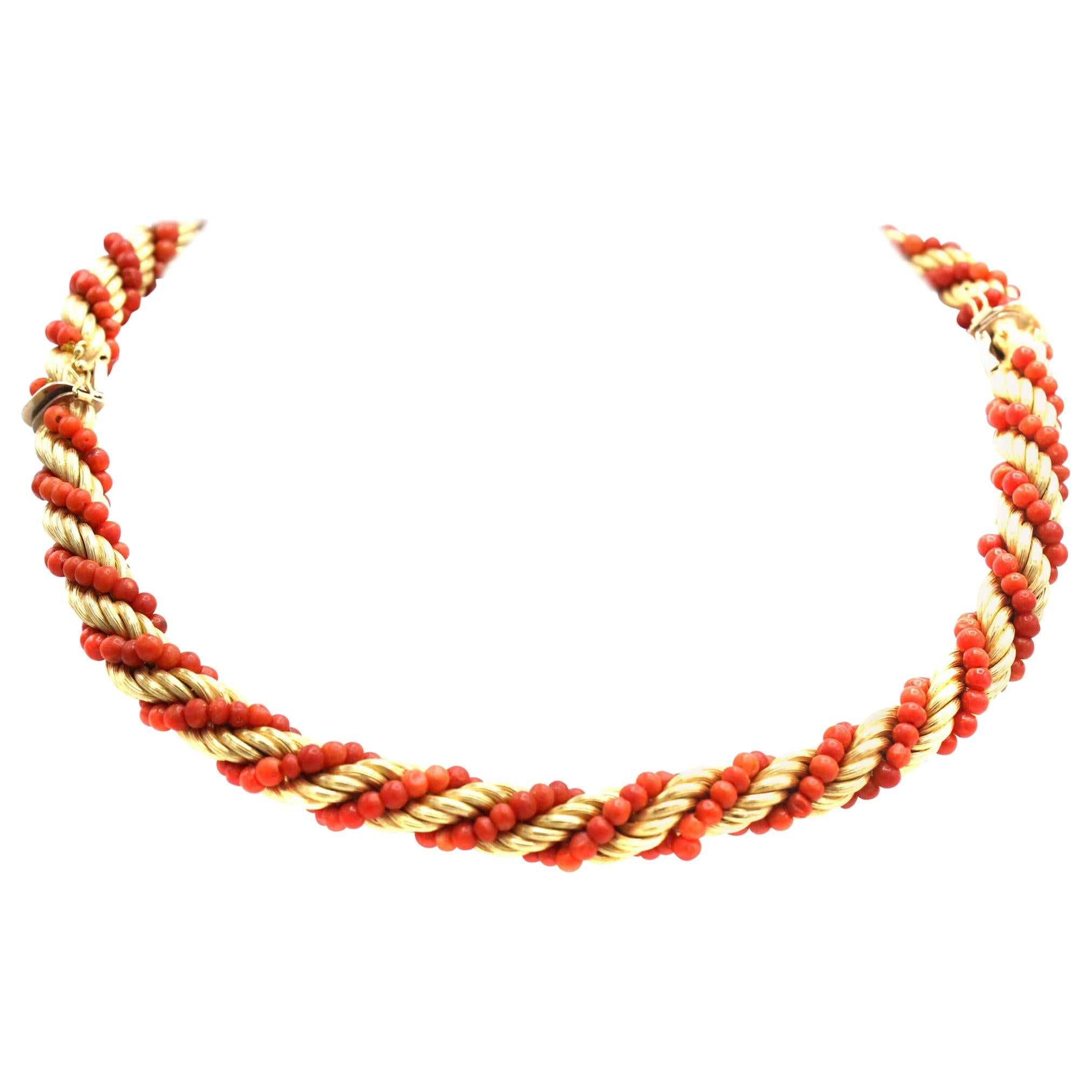 Mediterranean Coral 18 Karat Gold Choker Bracelet Combination