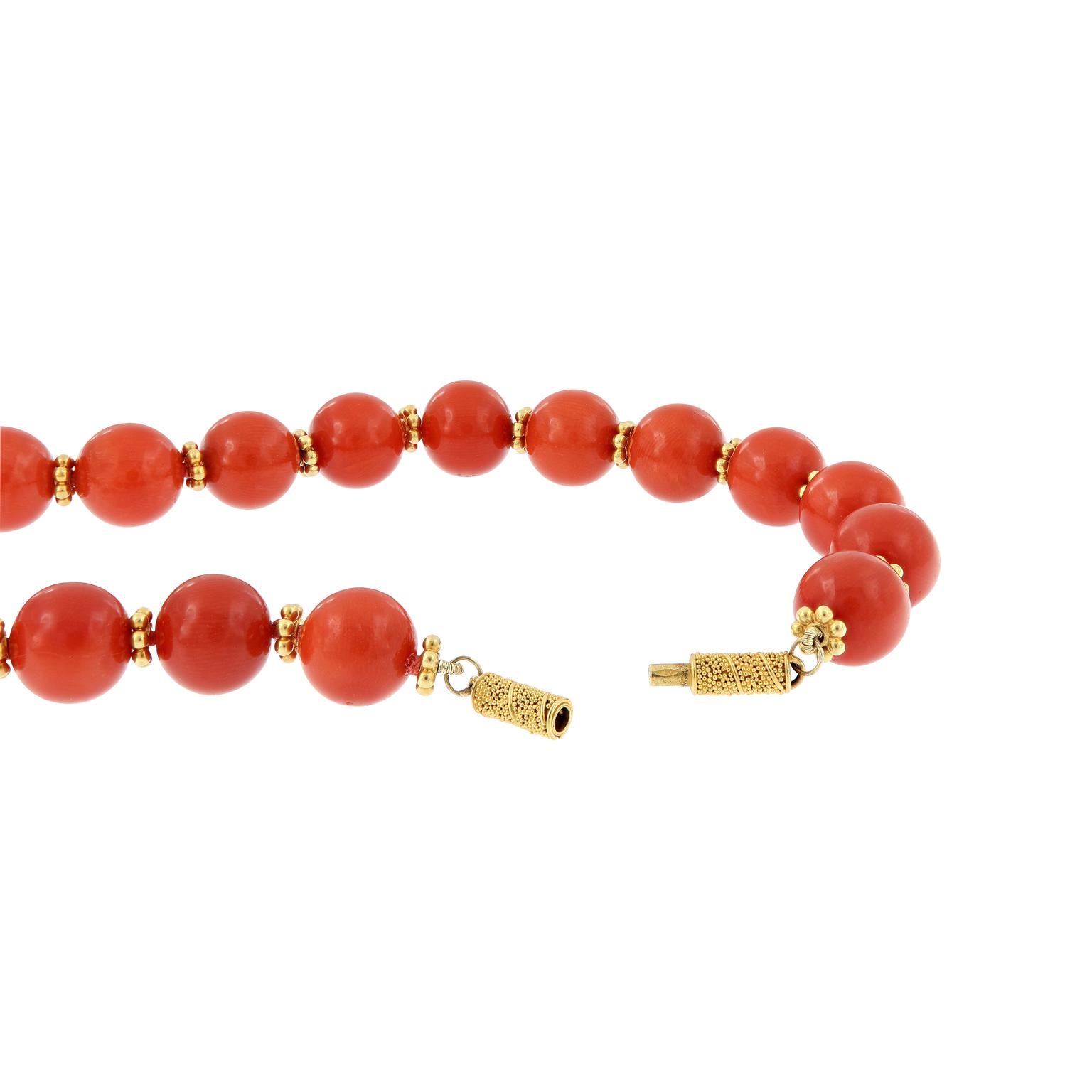 Women's Mediterranean Coral Beaded Gold Necklace