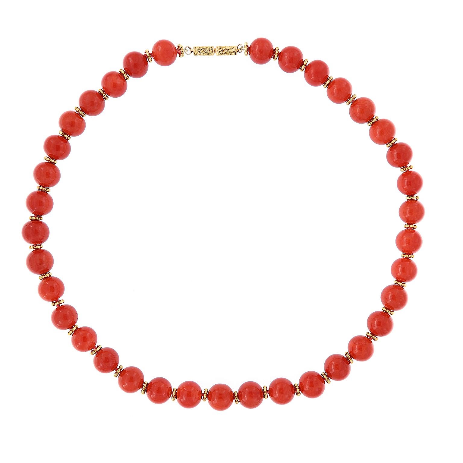 Mediterranean Coral Beaded Gold Necklace