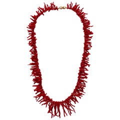 Mediterranean Coral Branch 14K Gold Necklace