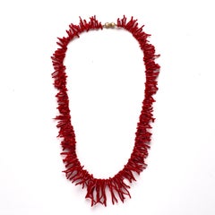 Mediterranean Coral Branch 14K Gold Necklace