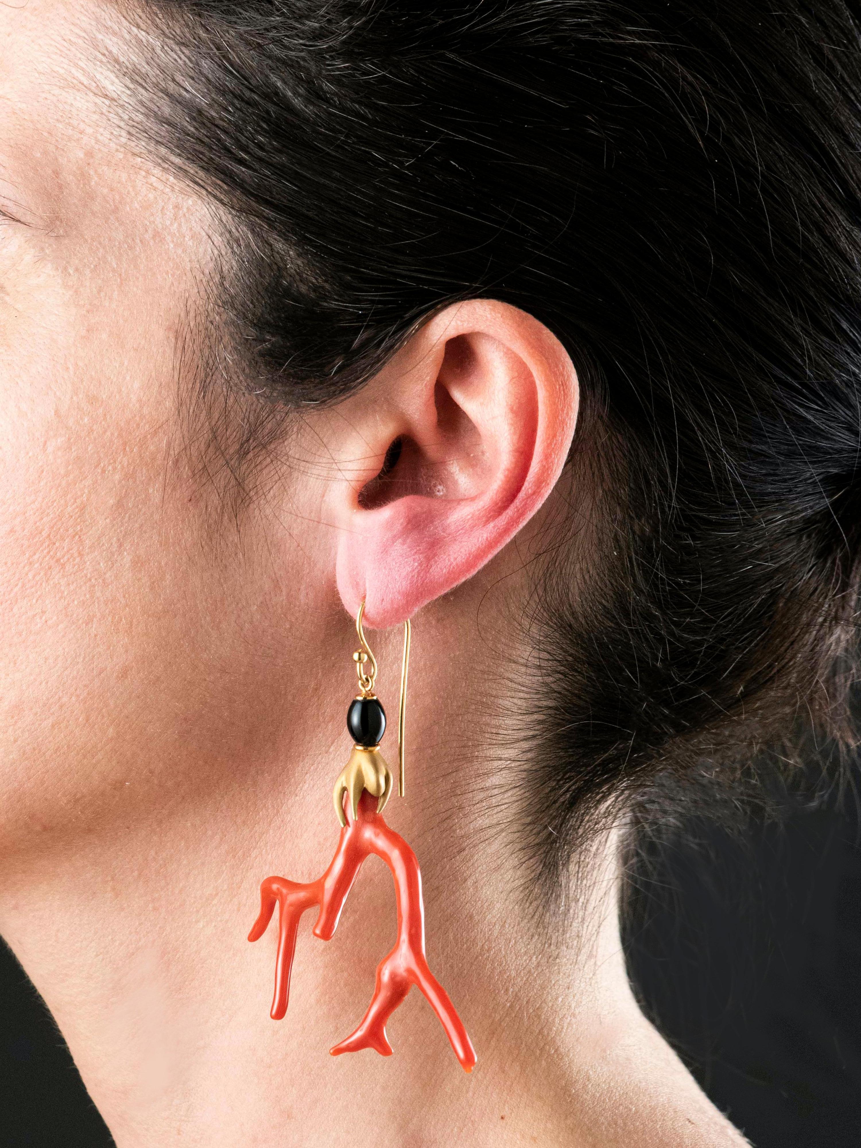 coral branch earrings