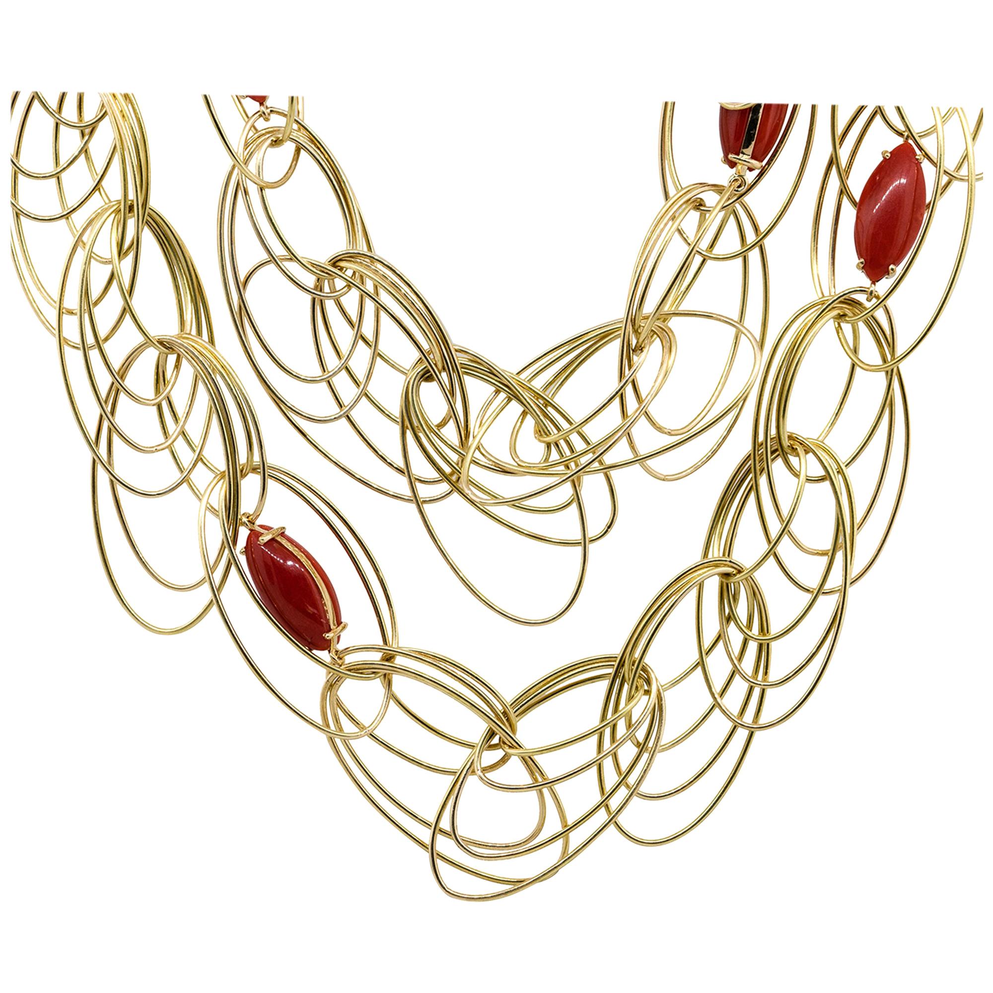 Mediterranean Coral Multi Loop Ladies Necklace 18 Karat in Stock For ...
