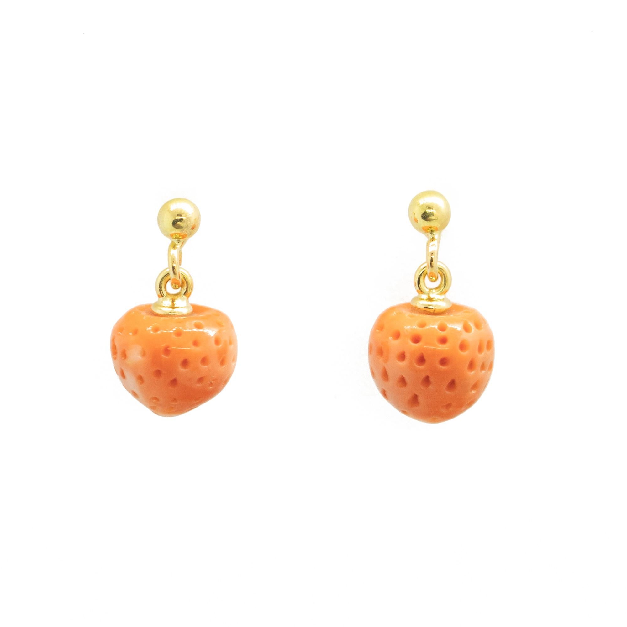 gold strawberry earrings