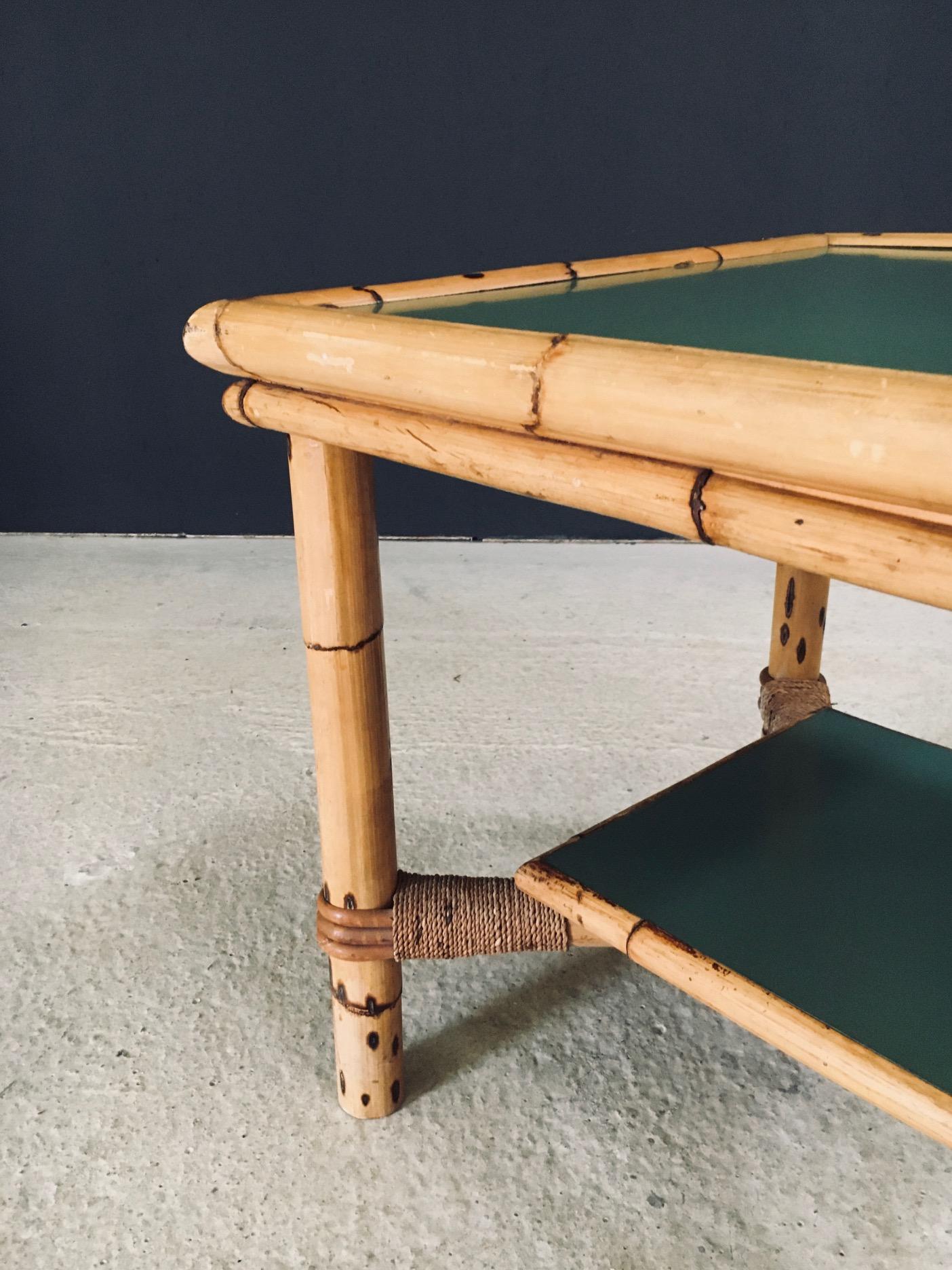 Mediterranean Design Bamboo Side Table, France 1950's For Sale 4