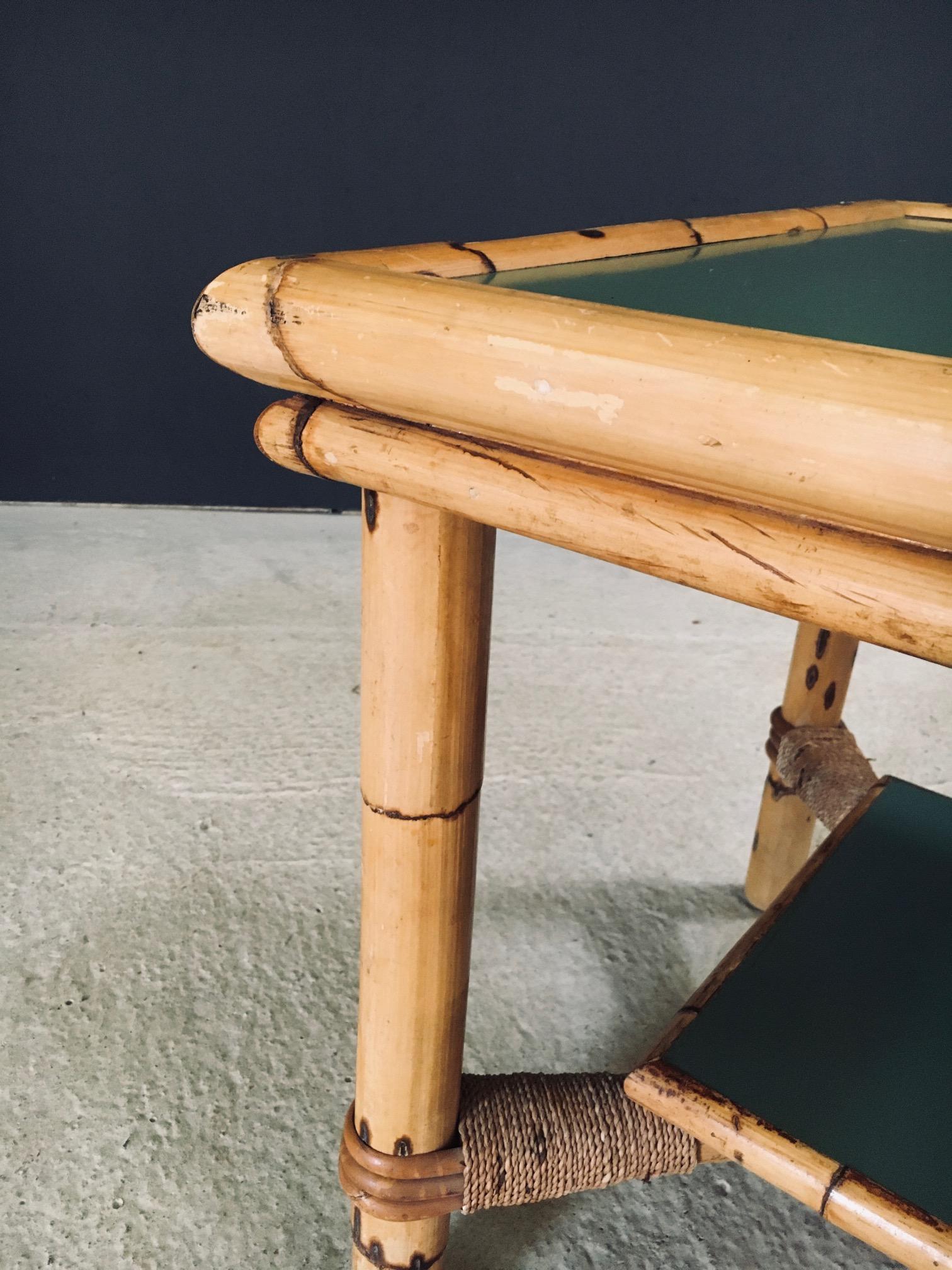 Mediterranean Design Bamboo Side Table, France 1950's For Sale 9