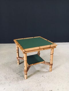 Mediterranean Design Bamboo Side Table, France 1950's