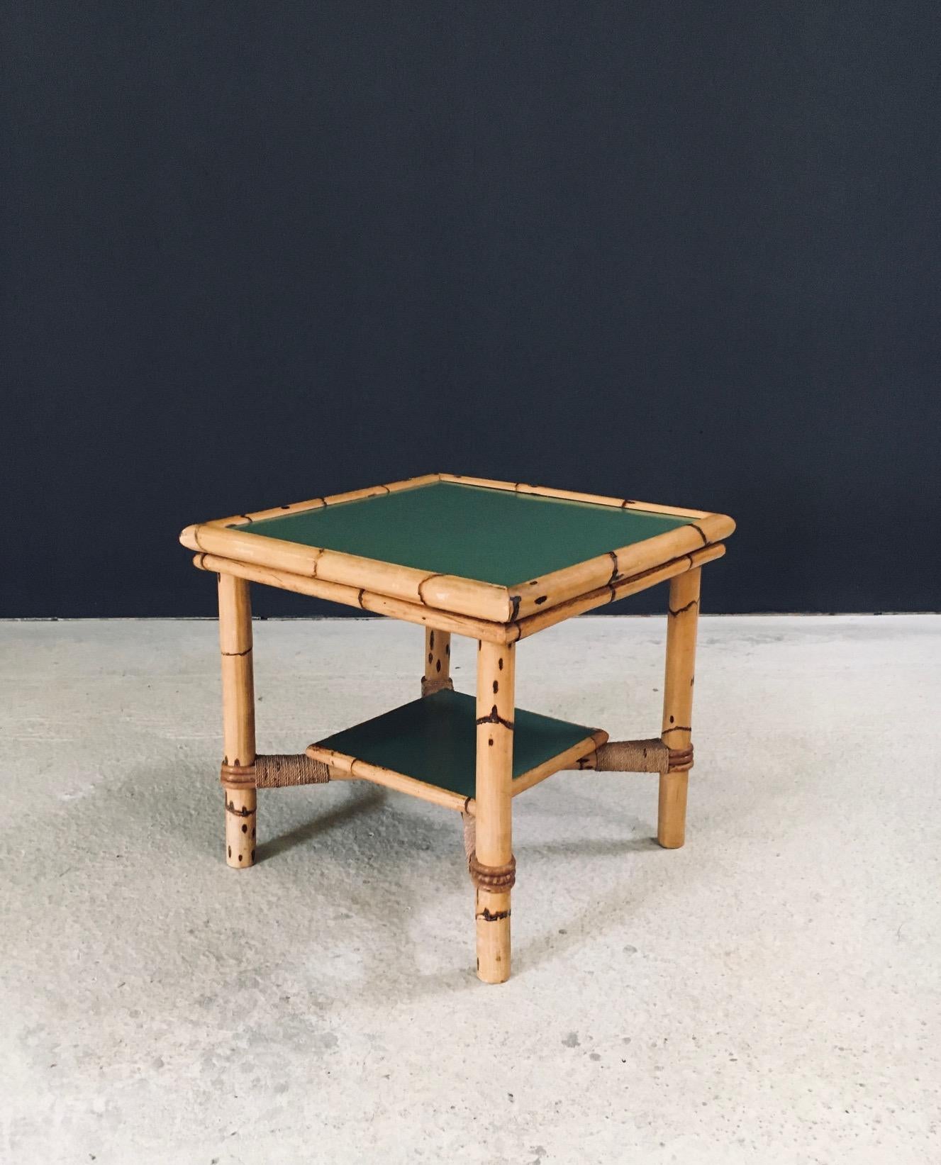 Mid-20th Century Mediterranean Design Bamboo Side Table, France 1950's For Sale