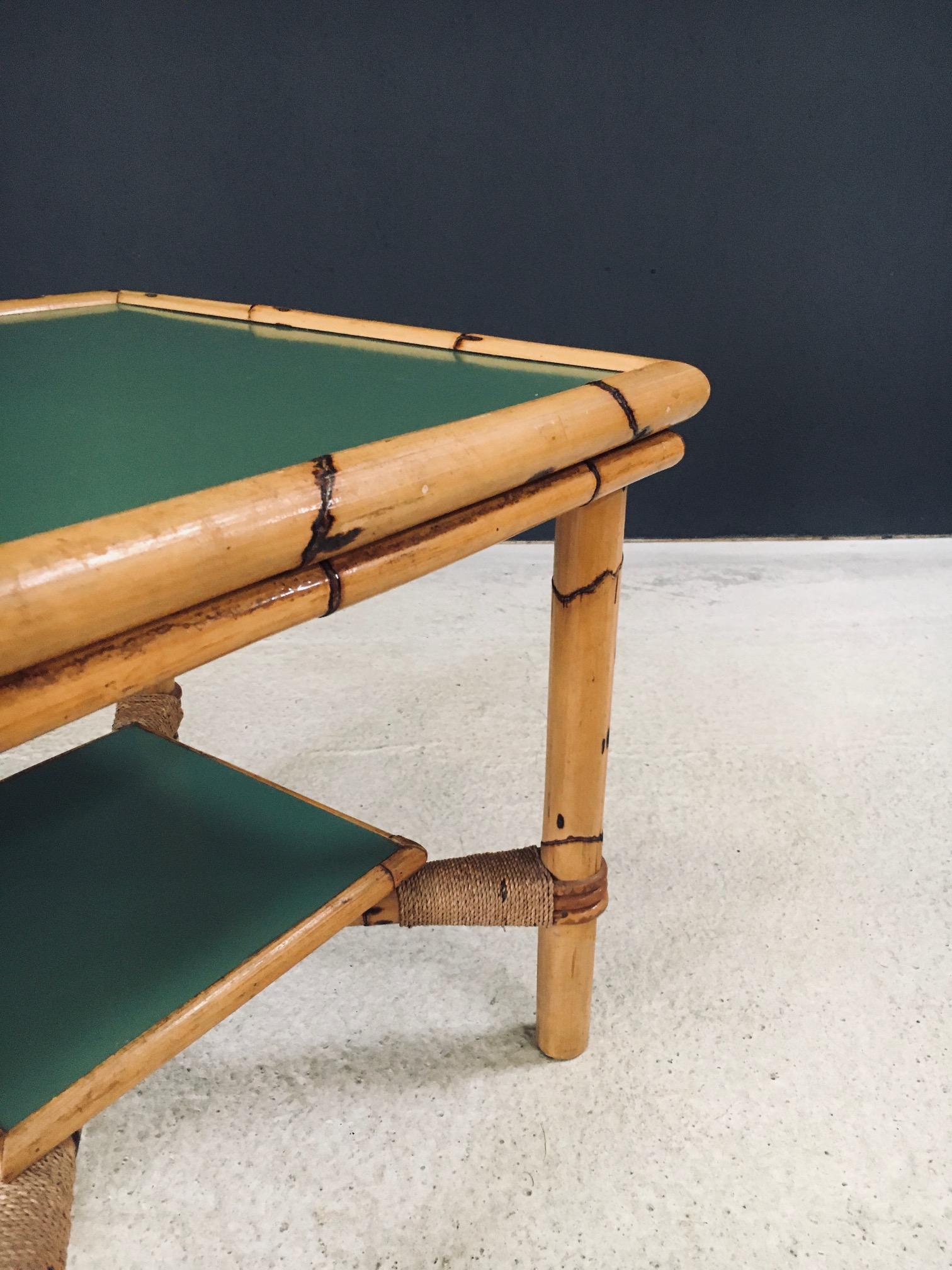 Mediterranean Design Bamboo Side Table, France 1950's For Sale 3