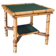 Mediterranean Design Bamboo Side Table, France 1950's
