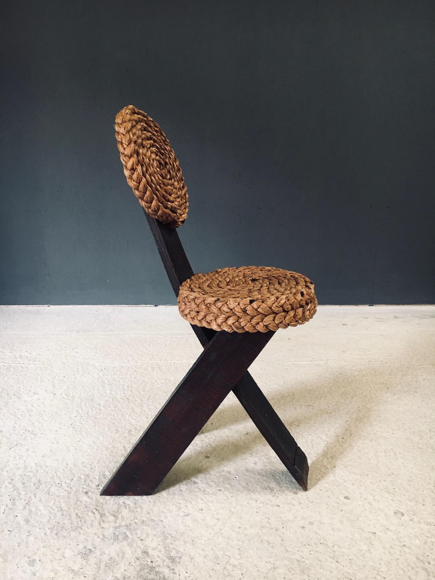 Mediterranean Design Tripod Side Chairs Stools by Audoux Minet, France 1950's in vendita 3