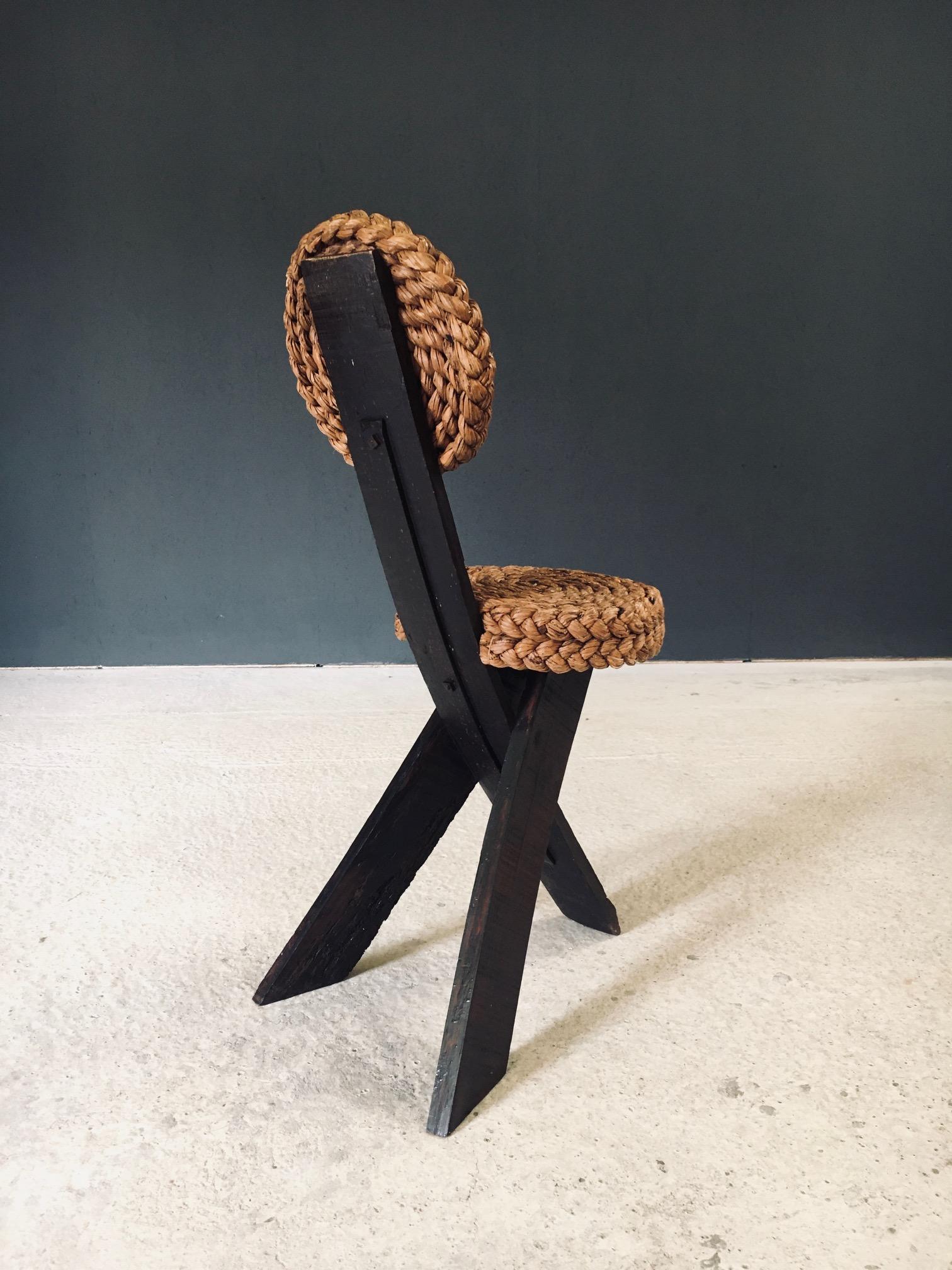 Mediterranean Design Tripod Side Chairs Stools by Audoux Minet, France 1950's in vendita 4