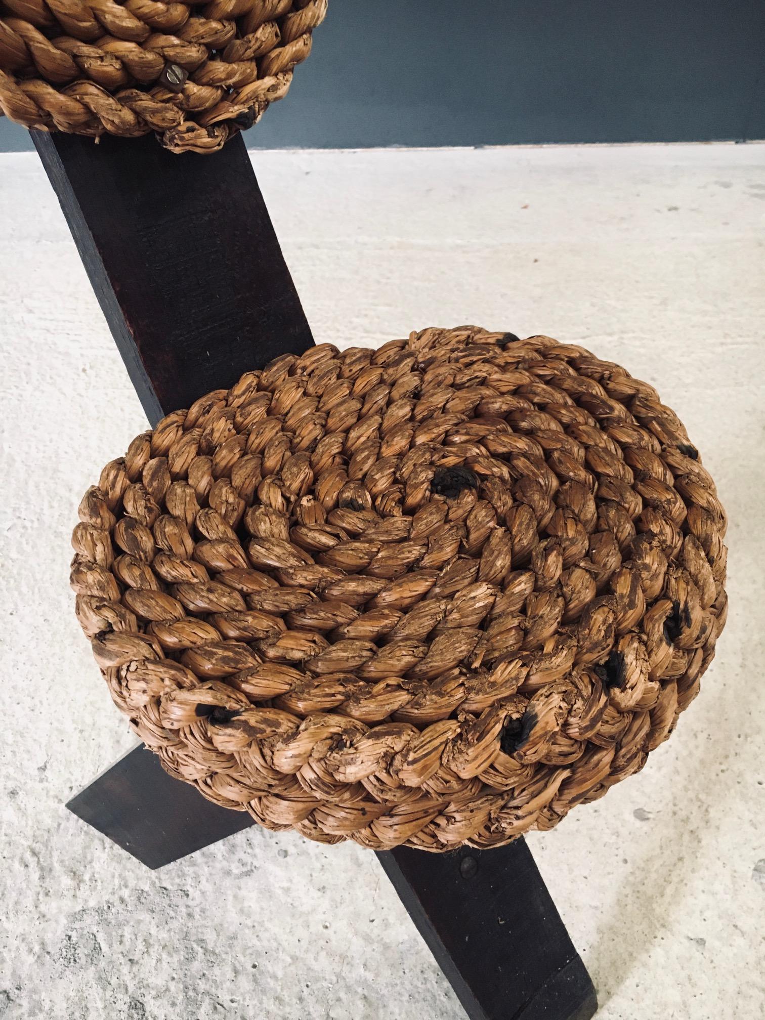 Mediterranean Design Tripod Side Chairs Stools by Audoux Minet, France 1950's in vendita 6