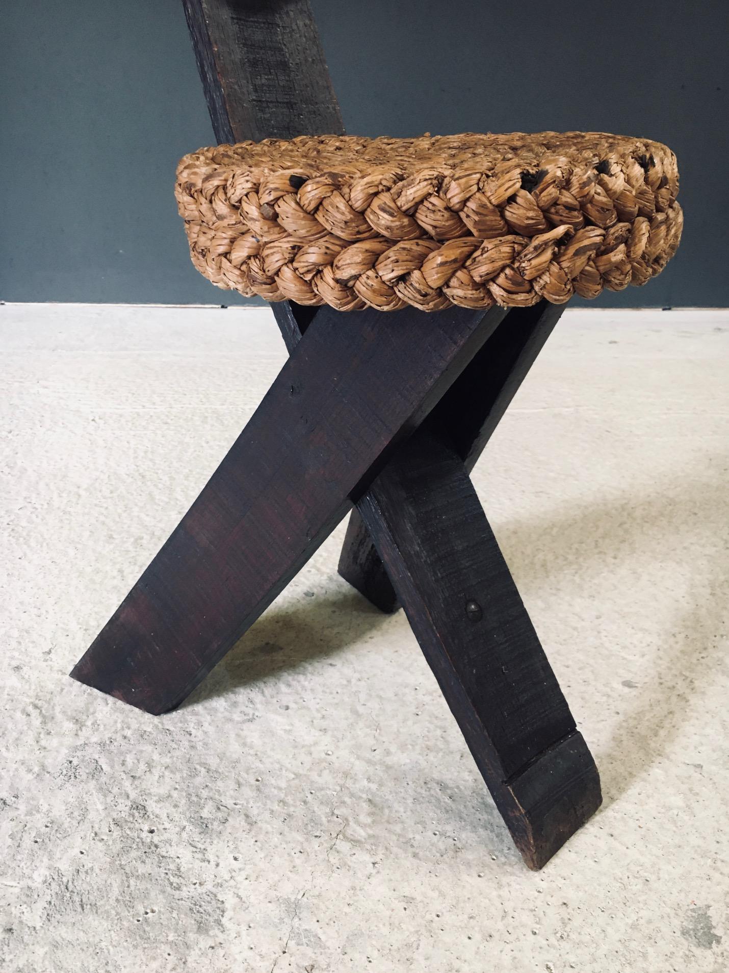 Mediterranean Design Tripod Side Chairs Stools by Audoux Minet, France 1950's in vendita 7