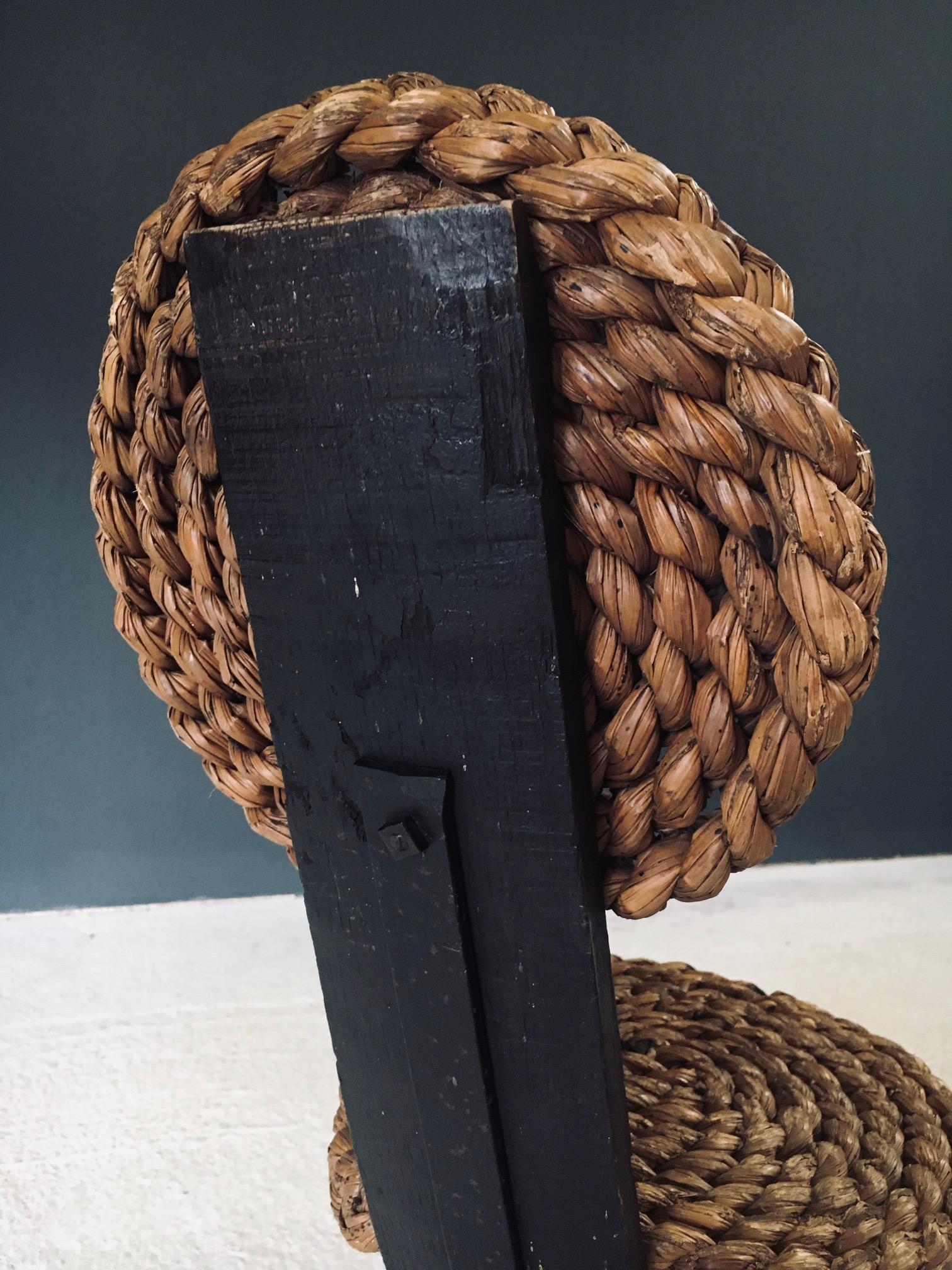 Mediterranean Design Tripod Side Chairs Stools by Audoux Minet, France 1950's in vendita 8