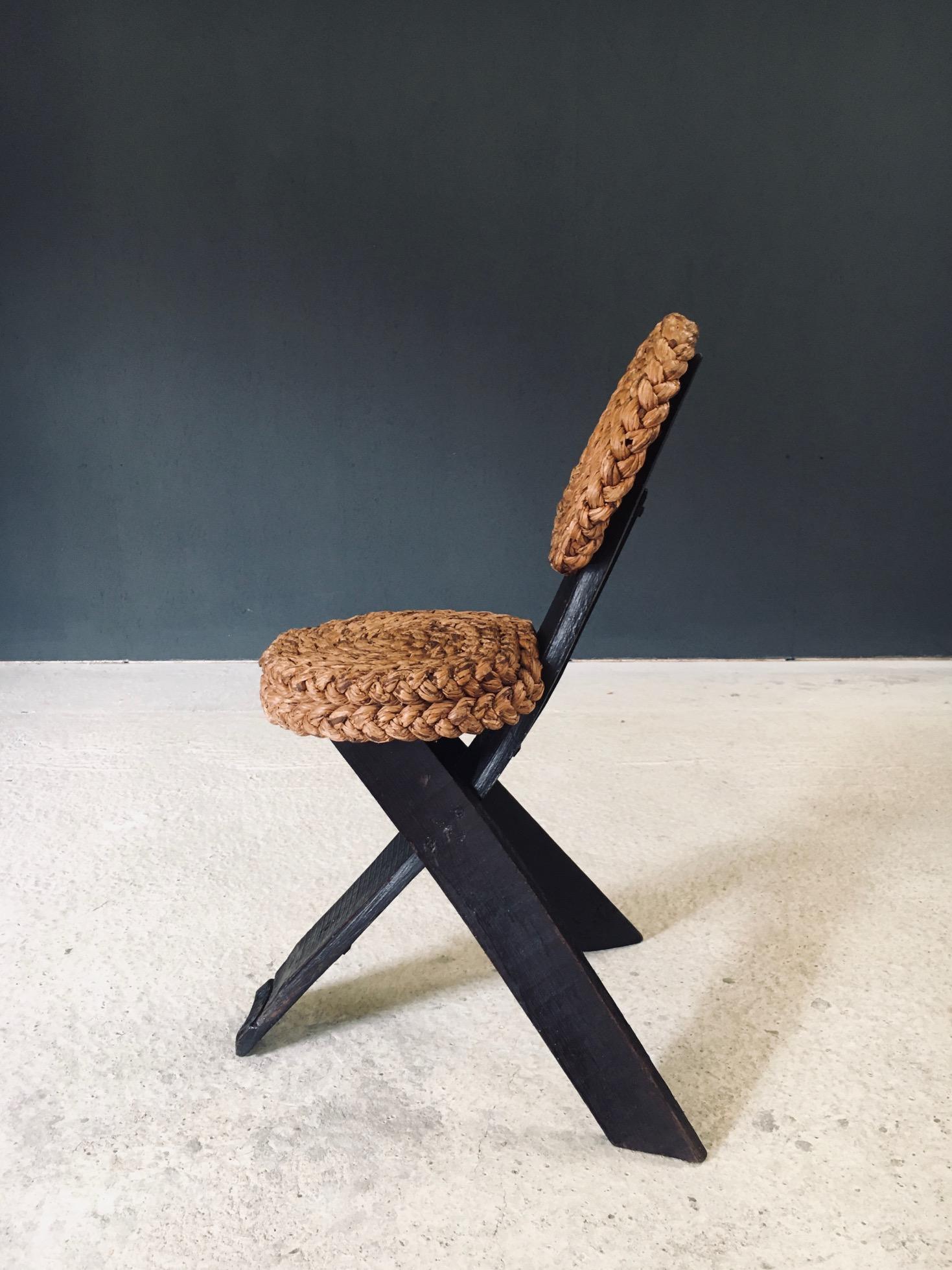 Mediterranean Design Tripod Side Chairs Stools by Audoux Minet, France 1950's in vendita 10