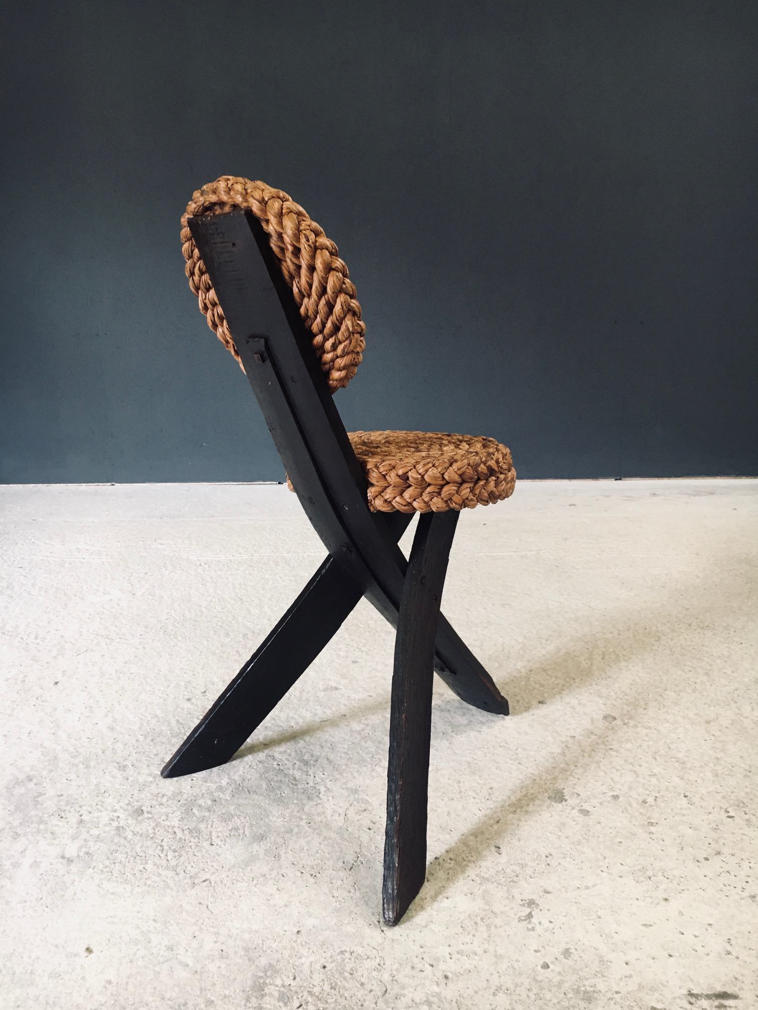 Mediterranean Design Tripod Side Chairs Stools by Audoux Minet, France 1950's in vendita 11