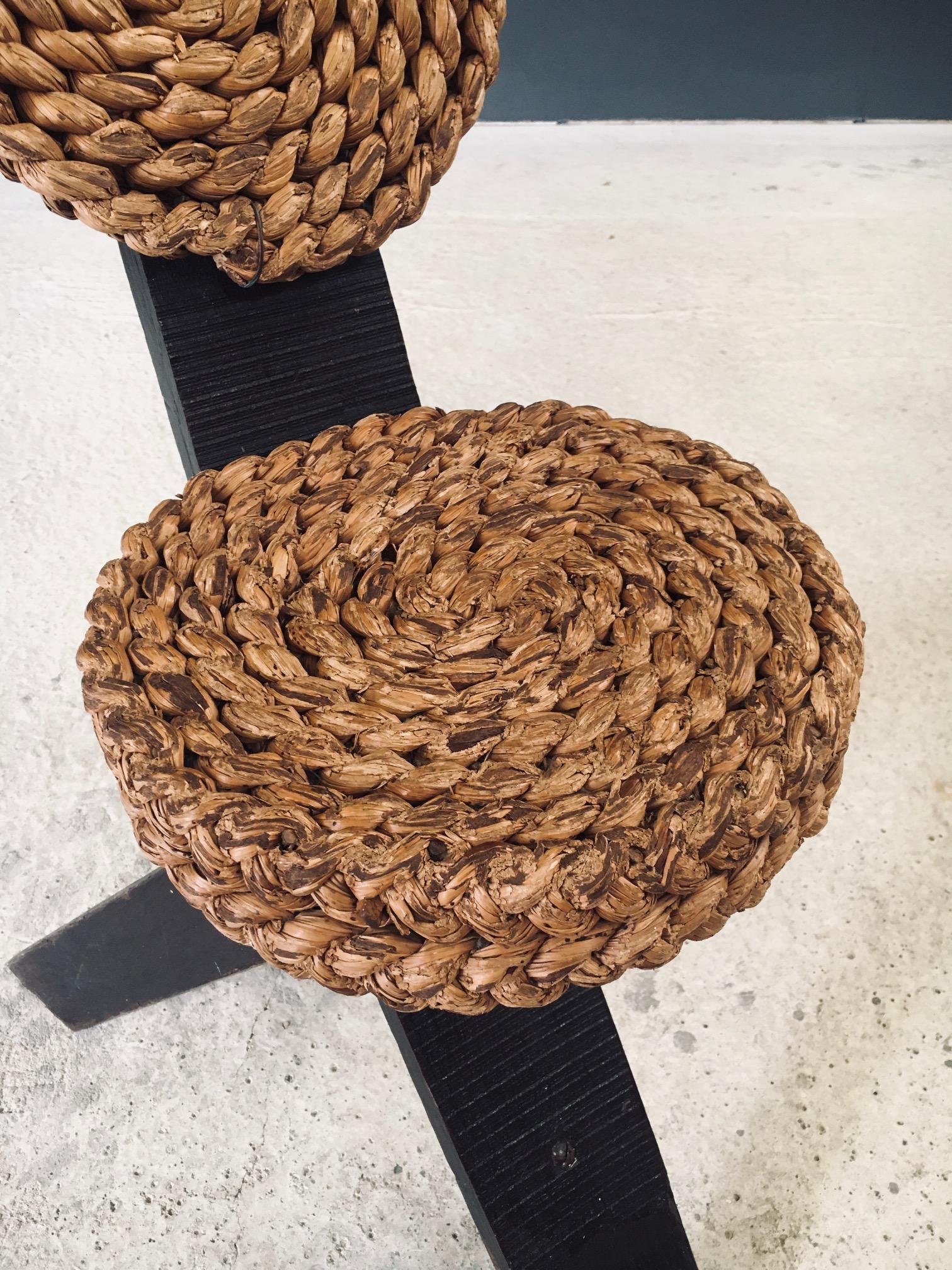 Mediterranean Design Tripod Side Chairs Stools by Audoux Minet, France 1950's in vendita 13