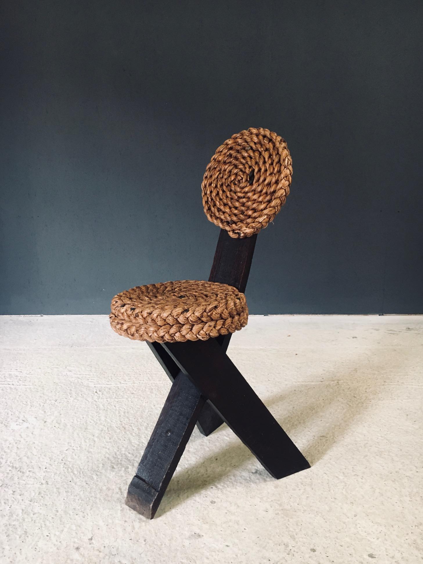 Mediterranean Design Tripod Side Chairs Stools by Audoux Minet, France 1950's in vendita 1