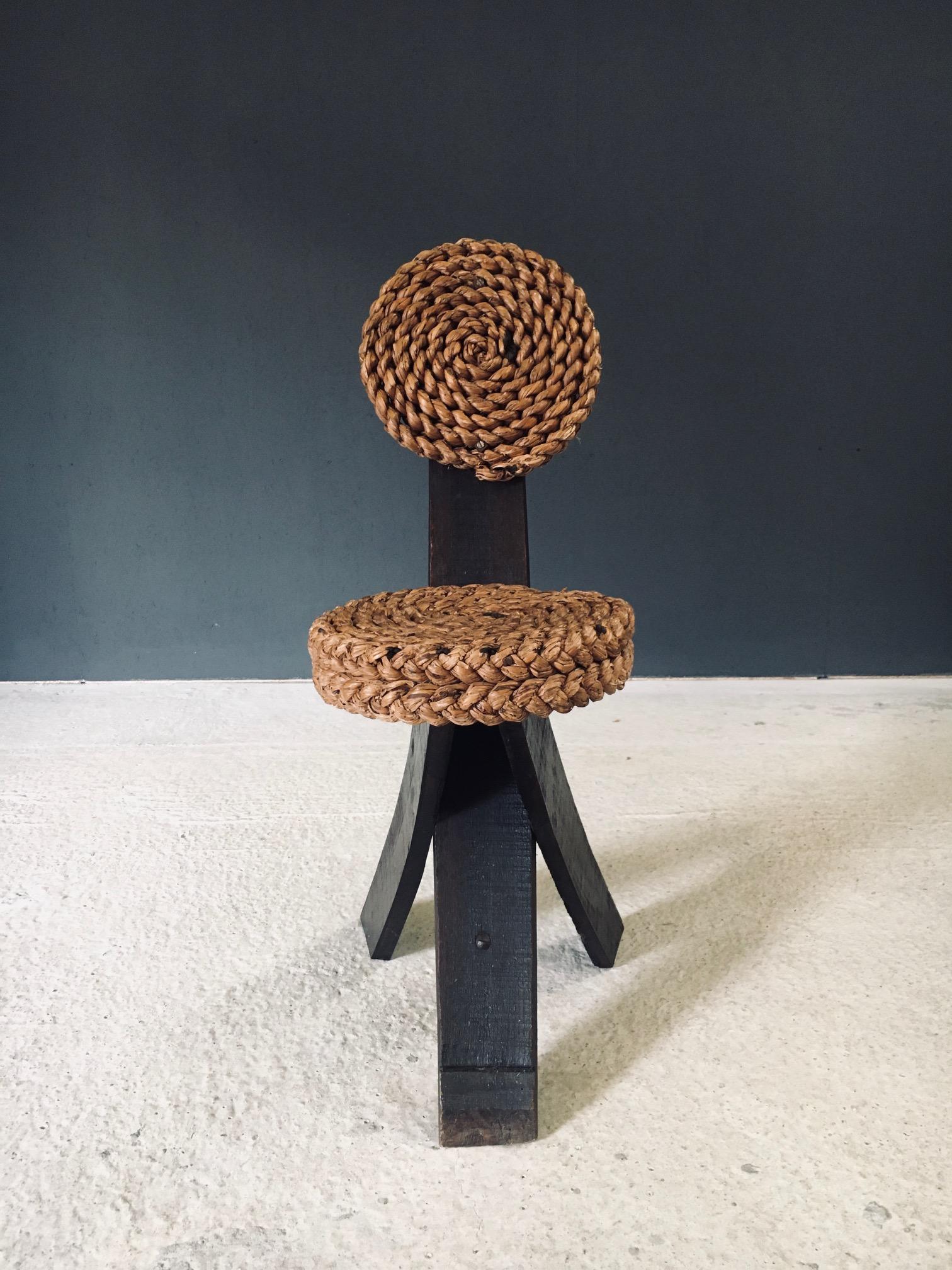 Mediterranean Design Tripod Side Chairs Stools by Audoux Minet, France 1950's in vendita 2