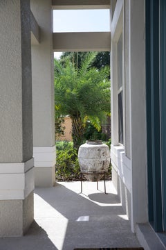 Rare 19th c. Antique Terracotta Water Urn with Iron Spout, Whitewashed Patina