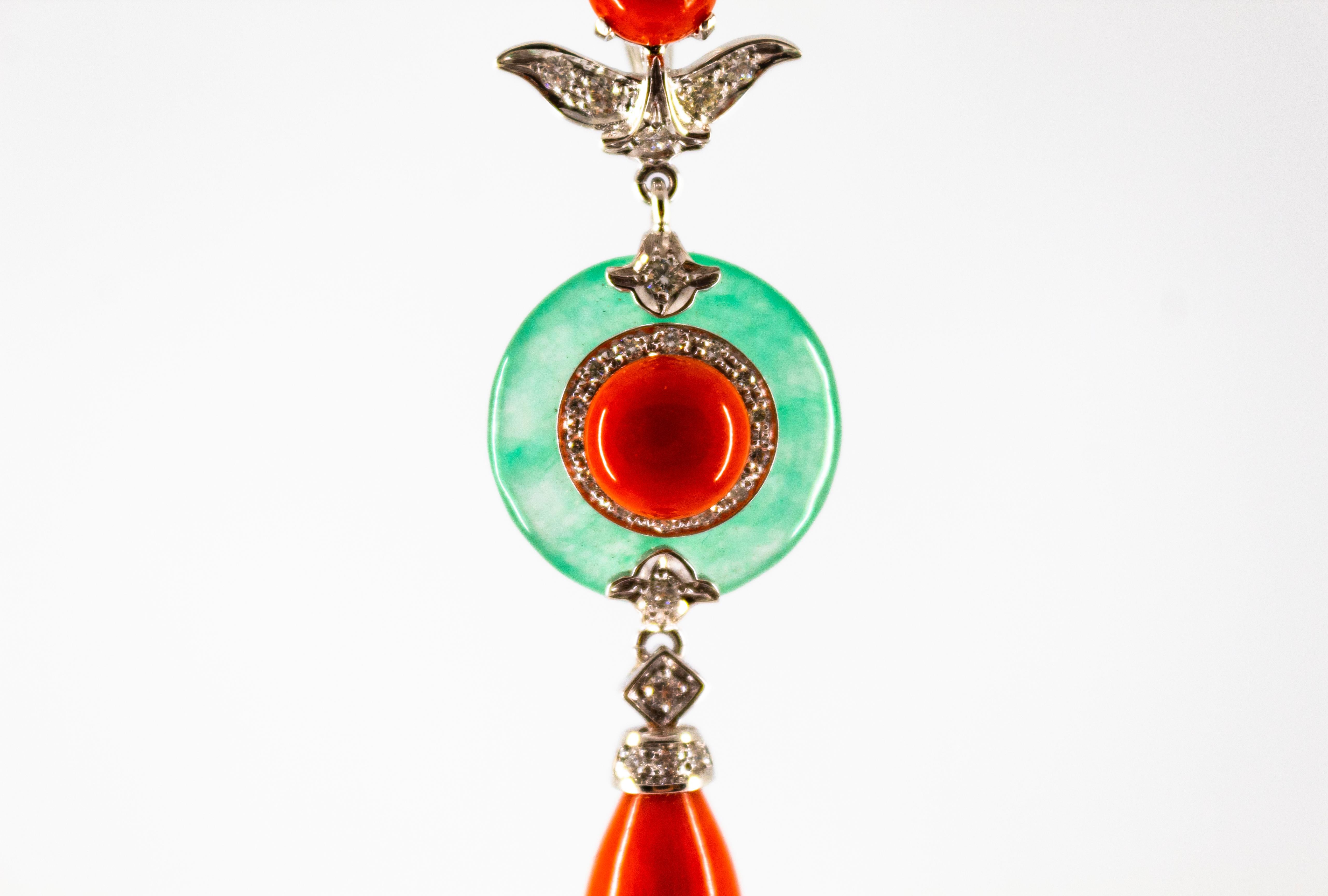 Pendentif en or blanc avec corail rouge méditerranéen et diamant blanc 0,32 carat en vente 6