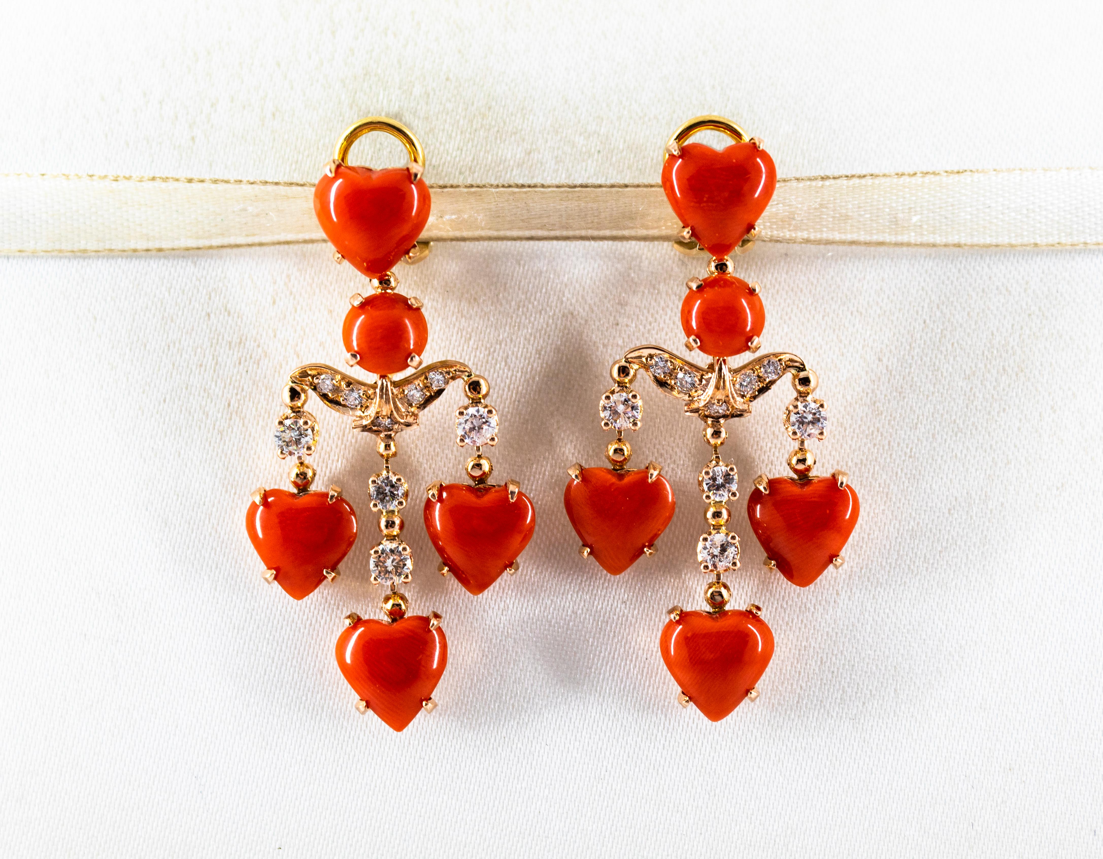 These Clip-On Earrings are made of 14K Yellow Gold.
These Earrings have 0.90 Carats of White Diamonds.
These Earrings have Red Mediterranean (Sardinia, Italy) Coral.
All our Earrings have pins for pierced ears but we can change the closure and make