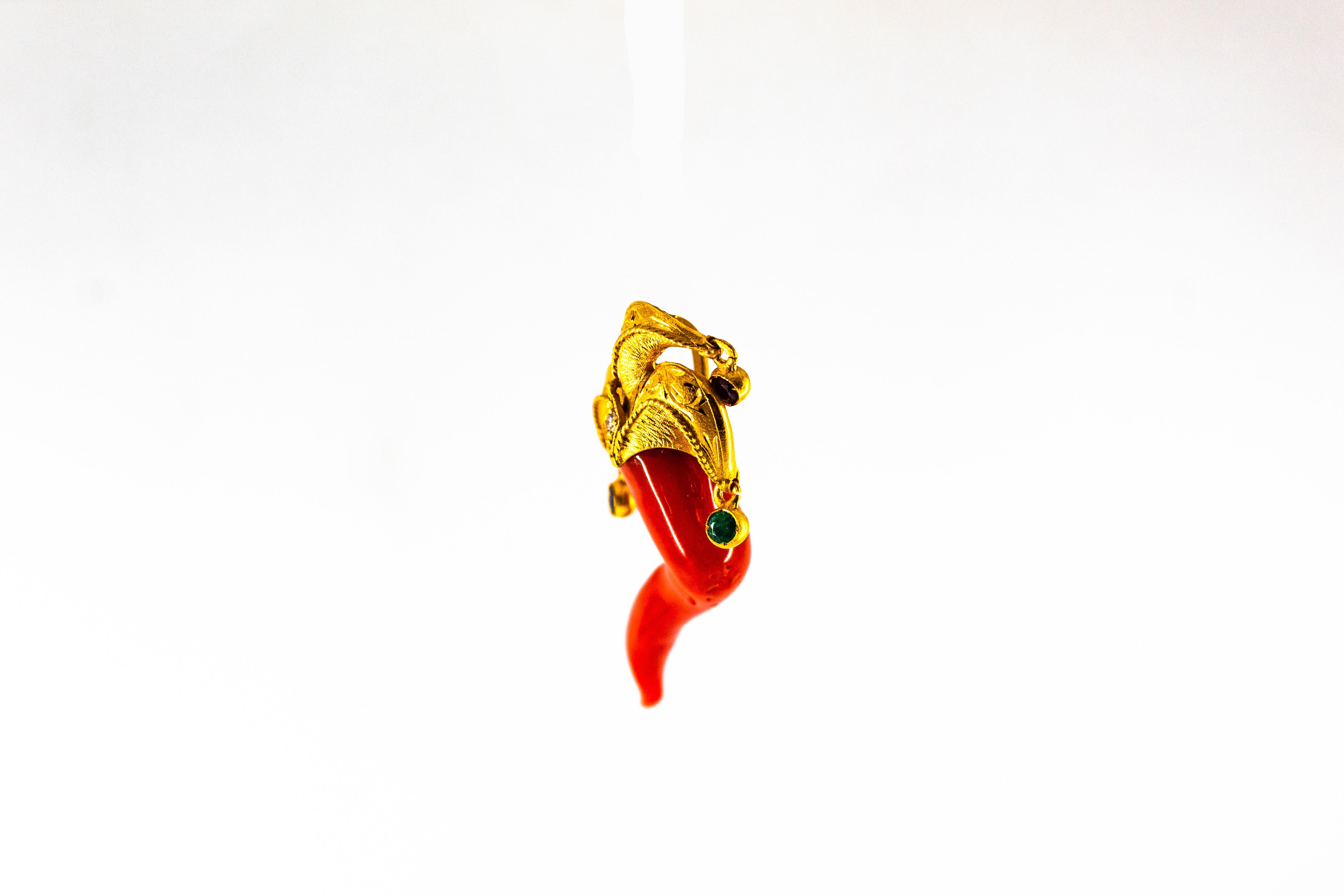 Méditerranée Corail rouge Bleu Saphir Rubis Émeraude Pendentif 