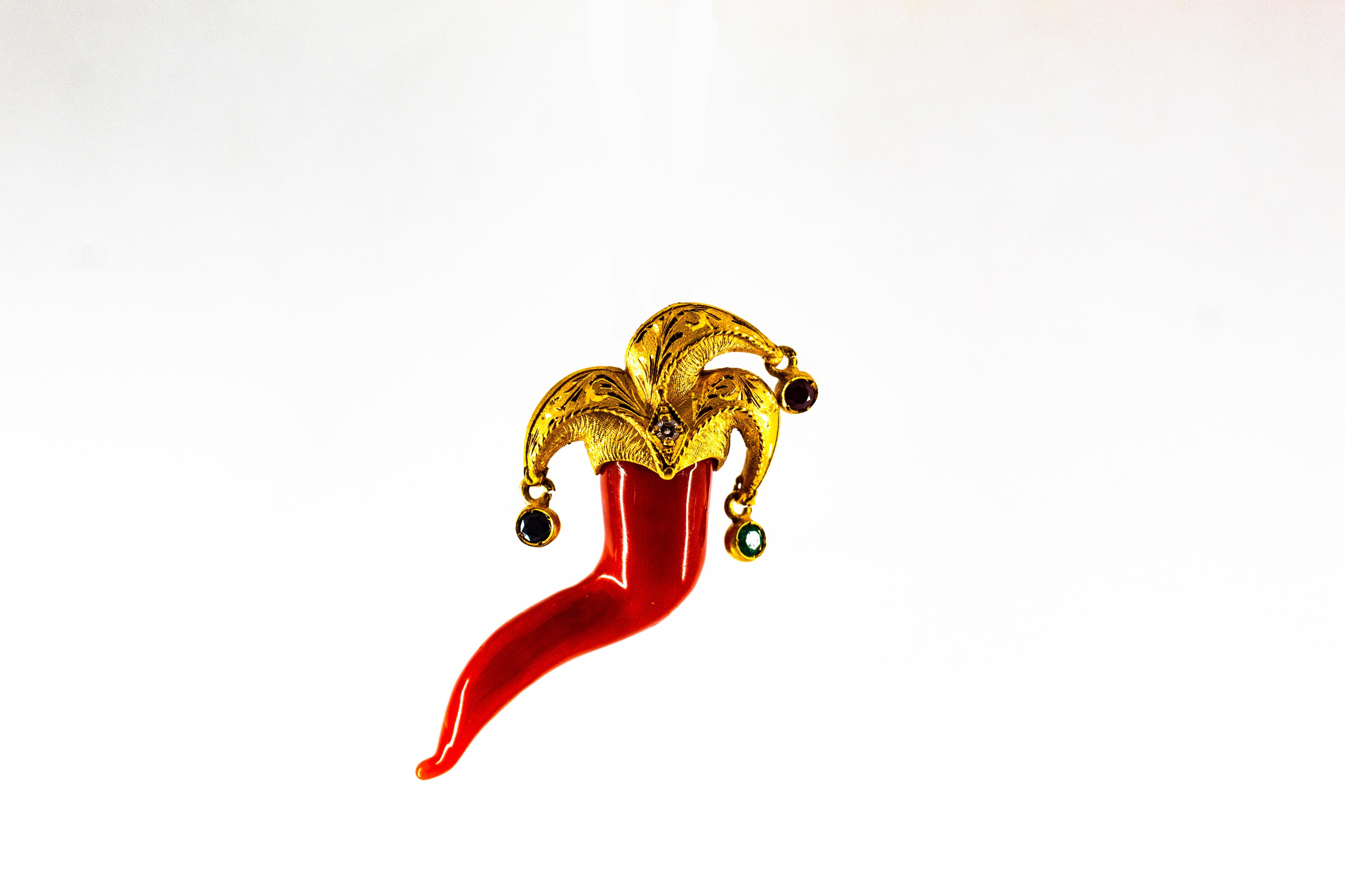 Méditerranée Corail rouge Bleu Saphir Rubis Émeraude Pendentif 