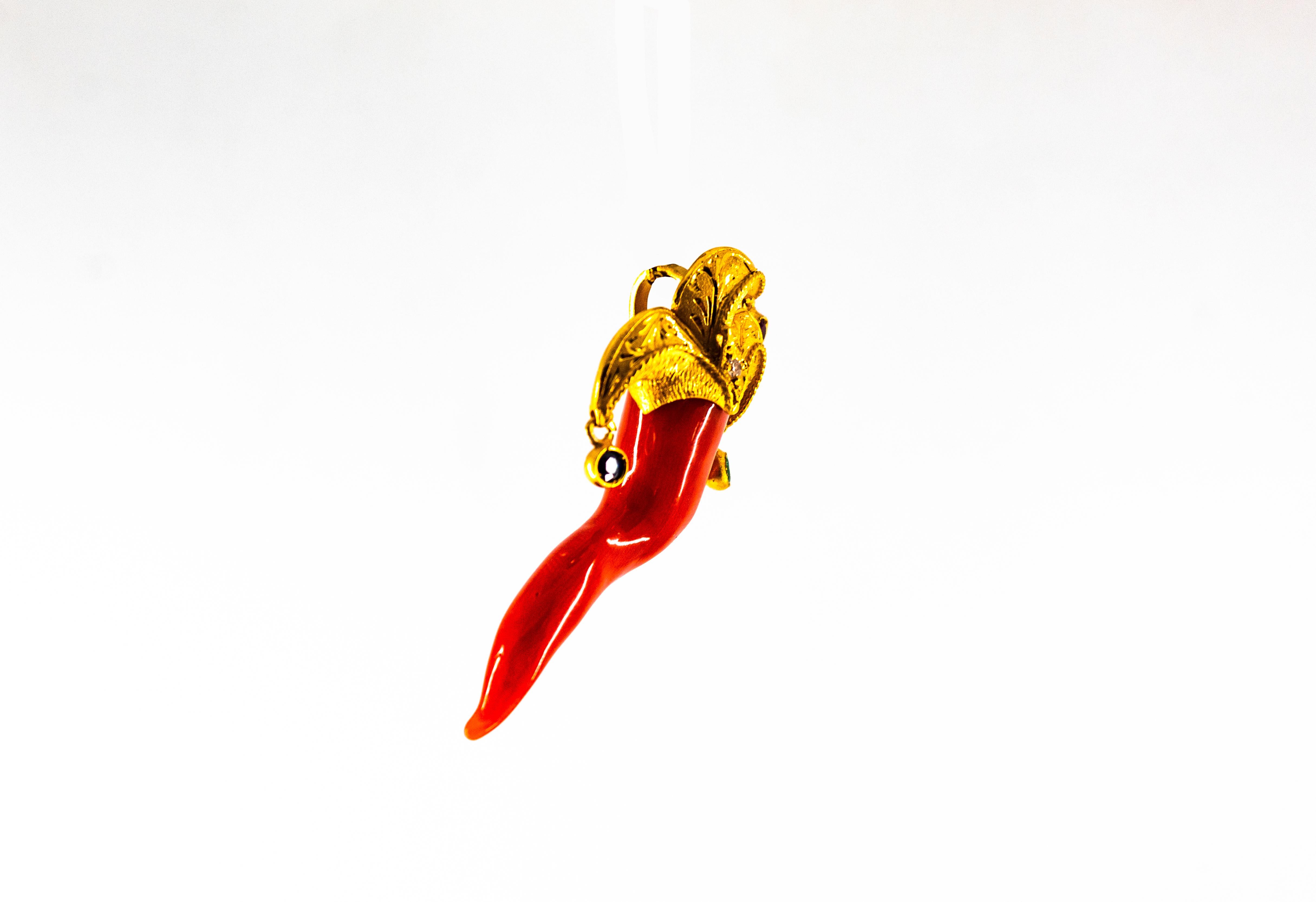 Méditerranée Corail rouge Bleu Saphir Rubis Émeraude Pendentif 